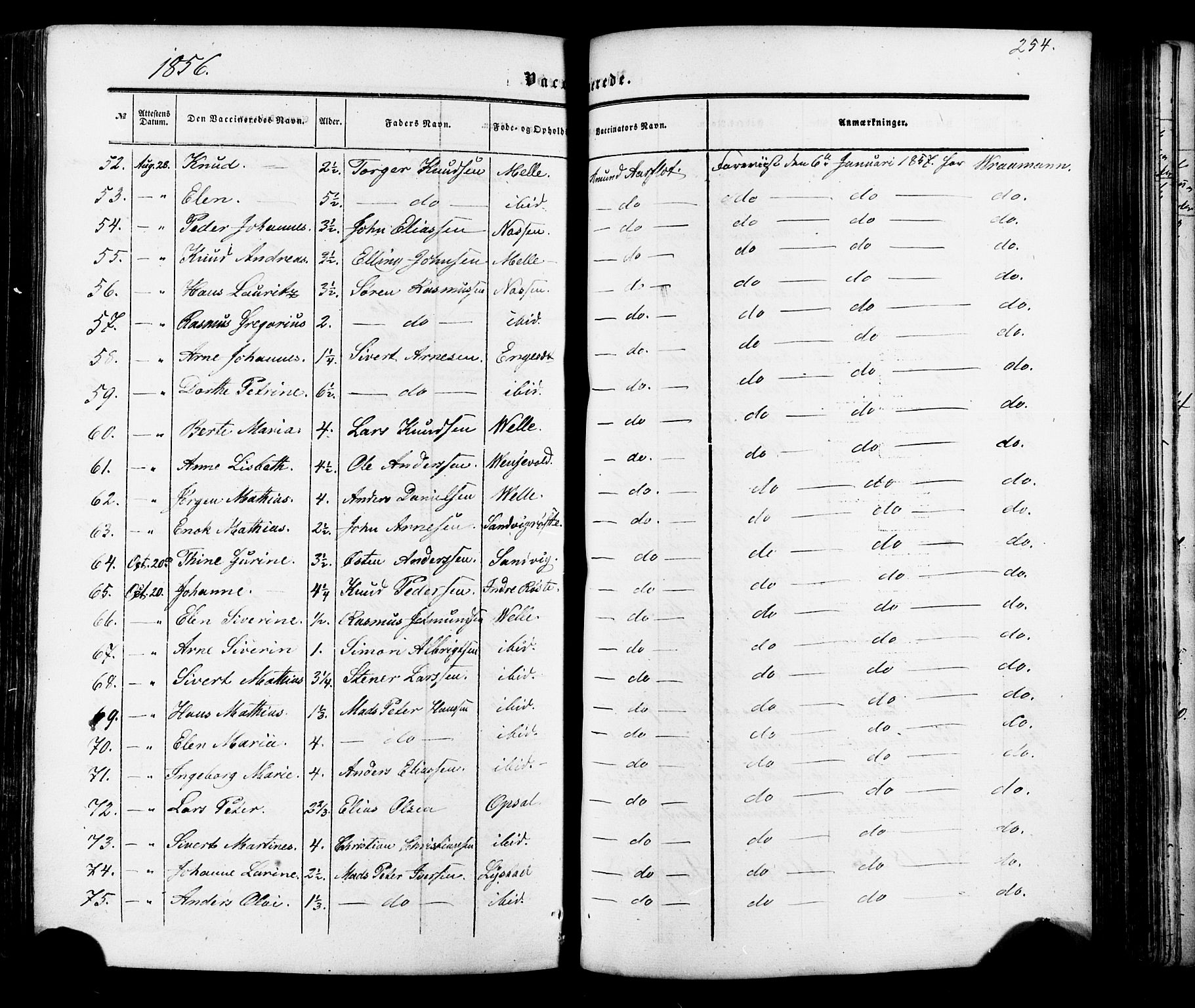 Ministerialprotokoller, klokkerbøker og fødselsregistre - Møre og Romsdal, AV/SAT-A-1454/513/L0175: Parish register (official) no. 513A02, 1856-1877, p. 254