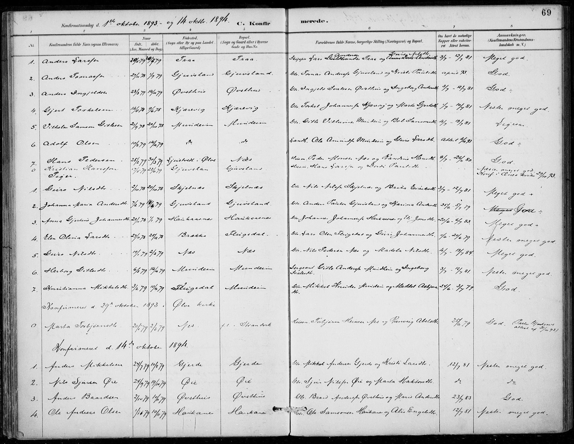 Strandebarm sokneprestembete, AV/SAB-A-78401/H/Haa: Parish register (official) no. D  1, 1886-1912, p. 69