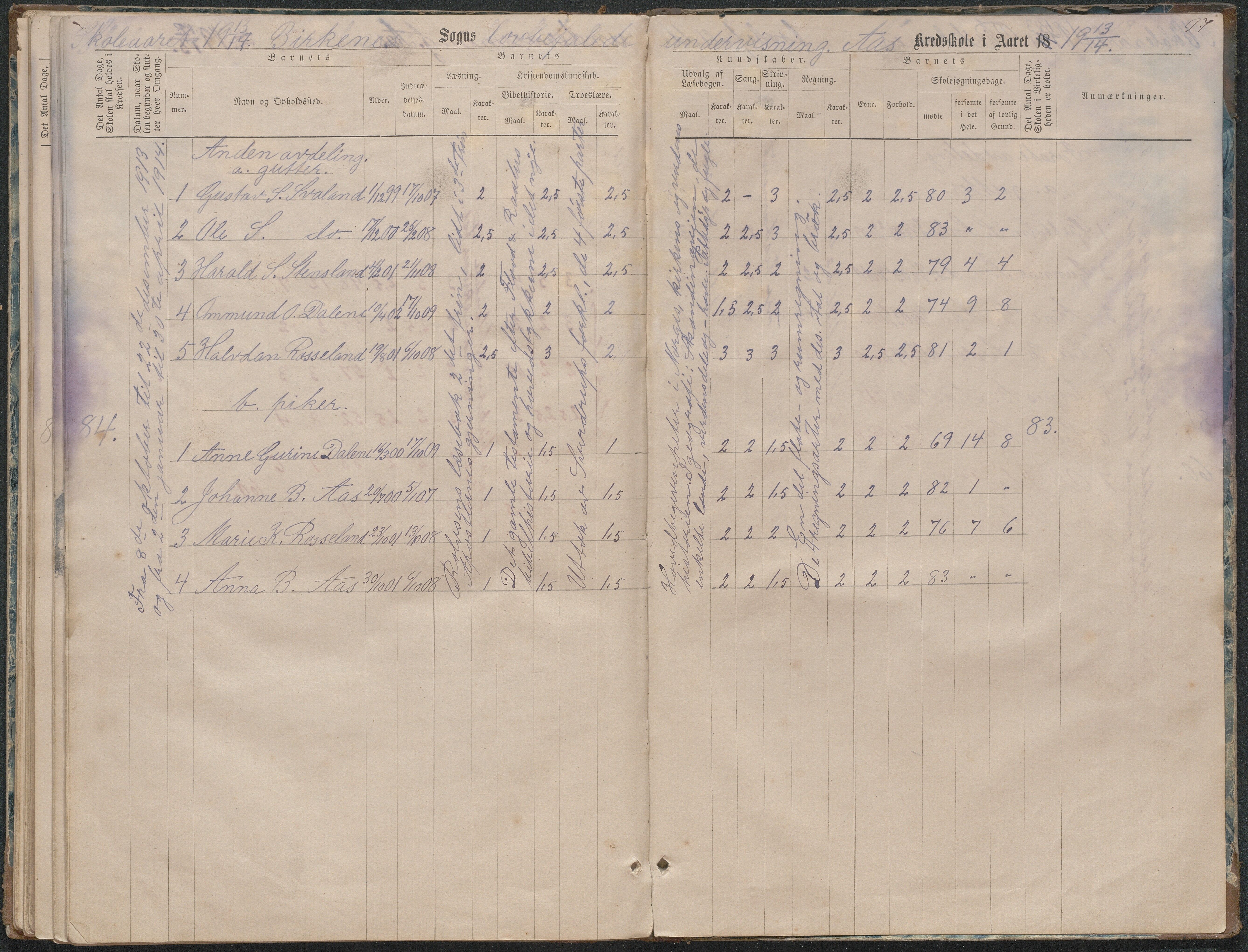 Birkenes kommune, Ås/Svaland skolekrets, AAKS/KA0928-550i_91/F02/L0001: Skoleprotokoll Svaland, Skjerkilen, Ås, 1875-1914, p. 97