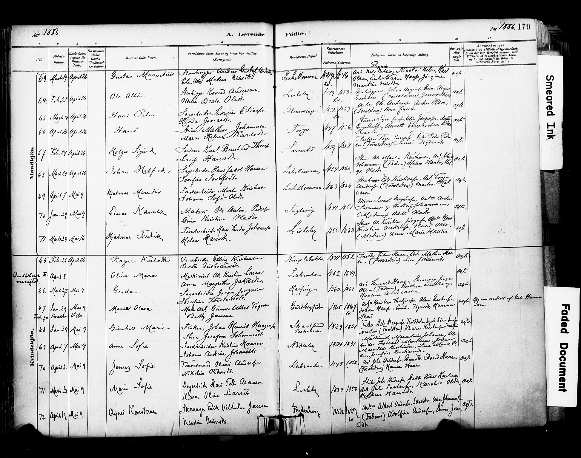 Glemmen prestekontor Kirkebøker, SAO/A-10908/F/Fa/L0011: Parish register (official) no. 11, 1878-1917, p. 179