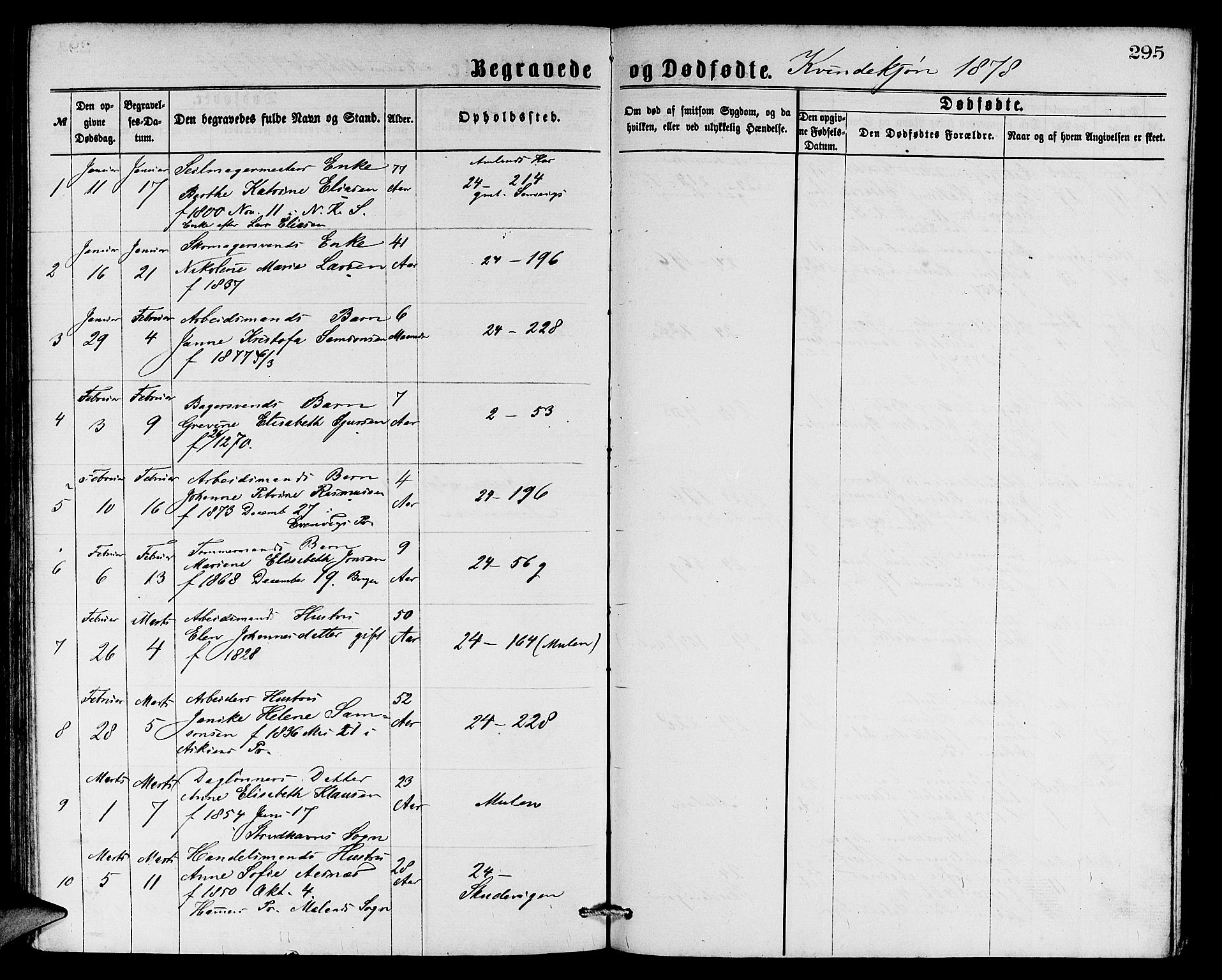 Sandviken Sokneprestembete, SAB/A-77601/H/Hb: Parish register (copy) no. A 1, 1867-1879, p. 295