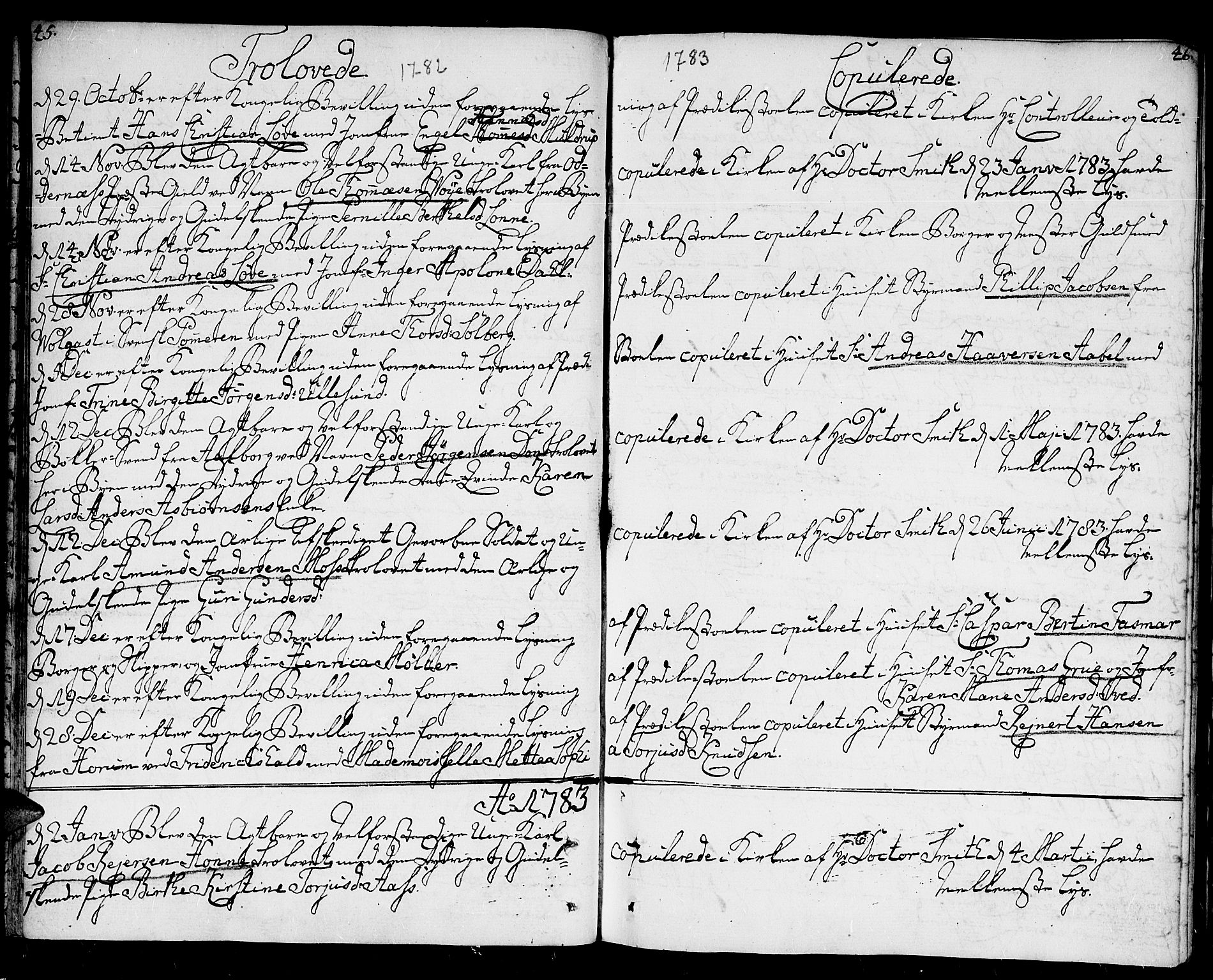 Kristiansand domprosti, AV/SAK-1112-0006/F/Fa/L0005: Parish register (official) no. A 5, 1776-1818, p. 45-46