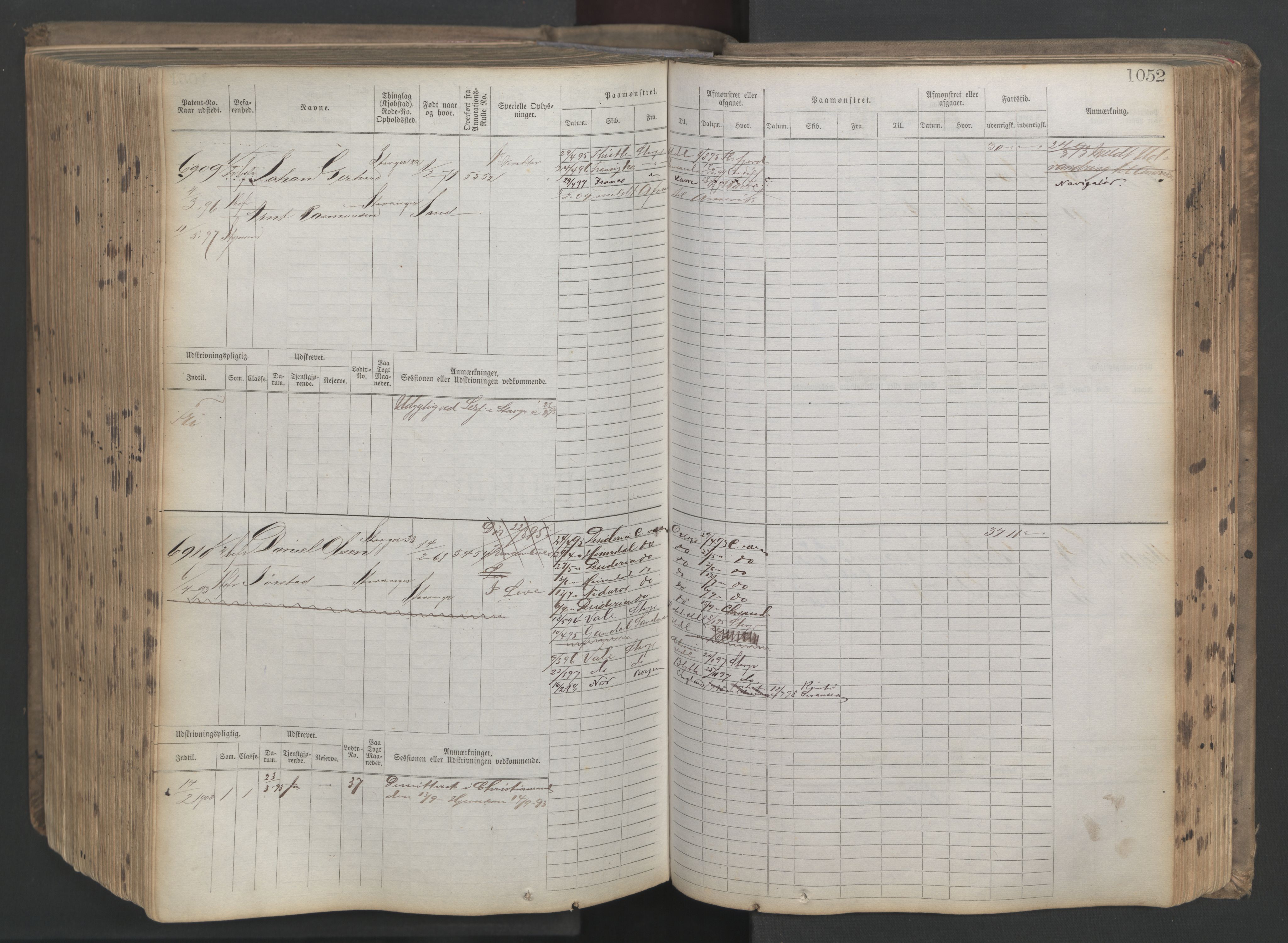 Stavanger sjømannskontor, AV/SAST-A-102006/F/Fb/Fbb/L0021: Sjøfartshovedrulle patnentnr. 6005-7204 (dublett), 1887, p. 457