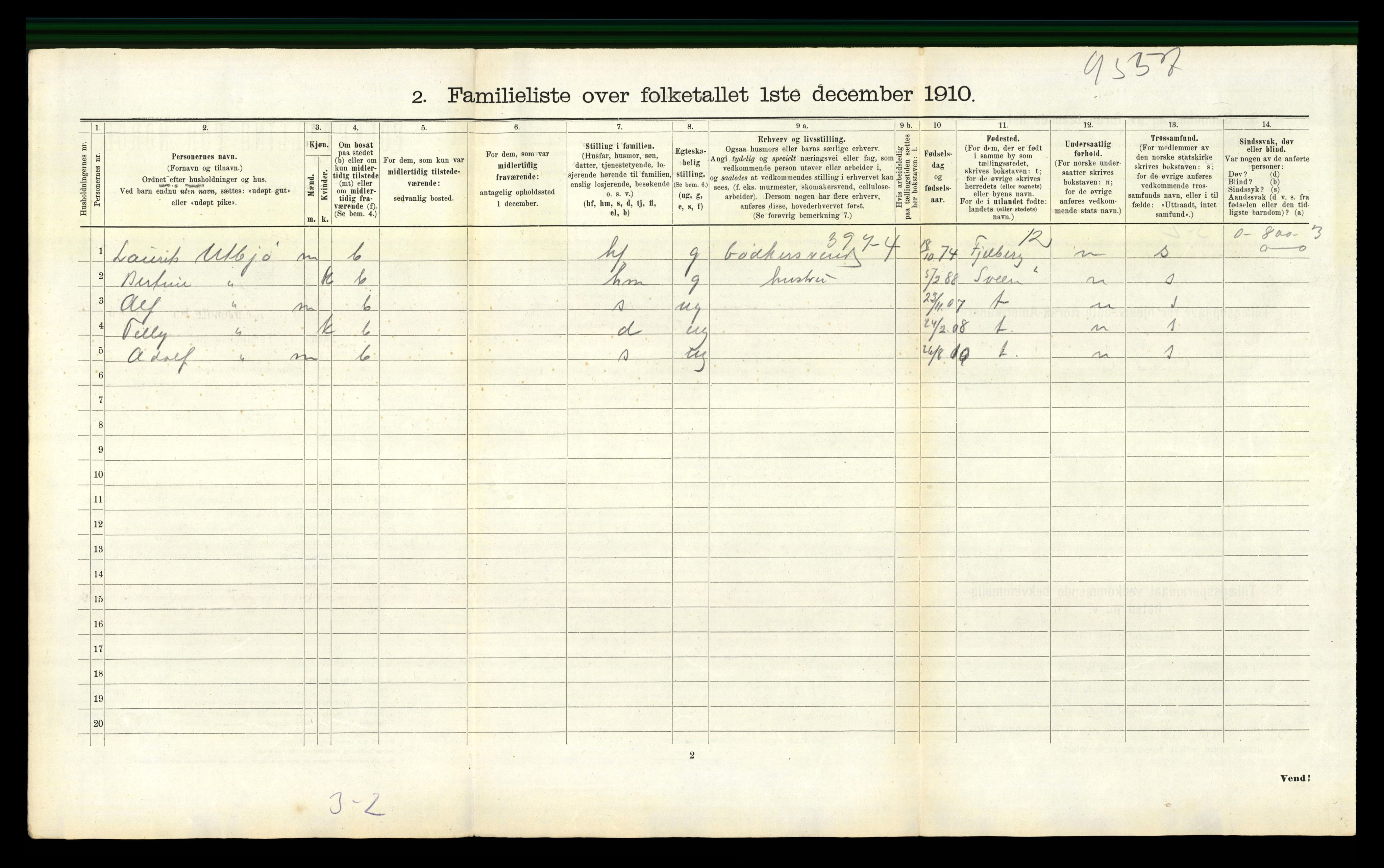 RA, 1910 census for Haugesund, 1910, p. 3999