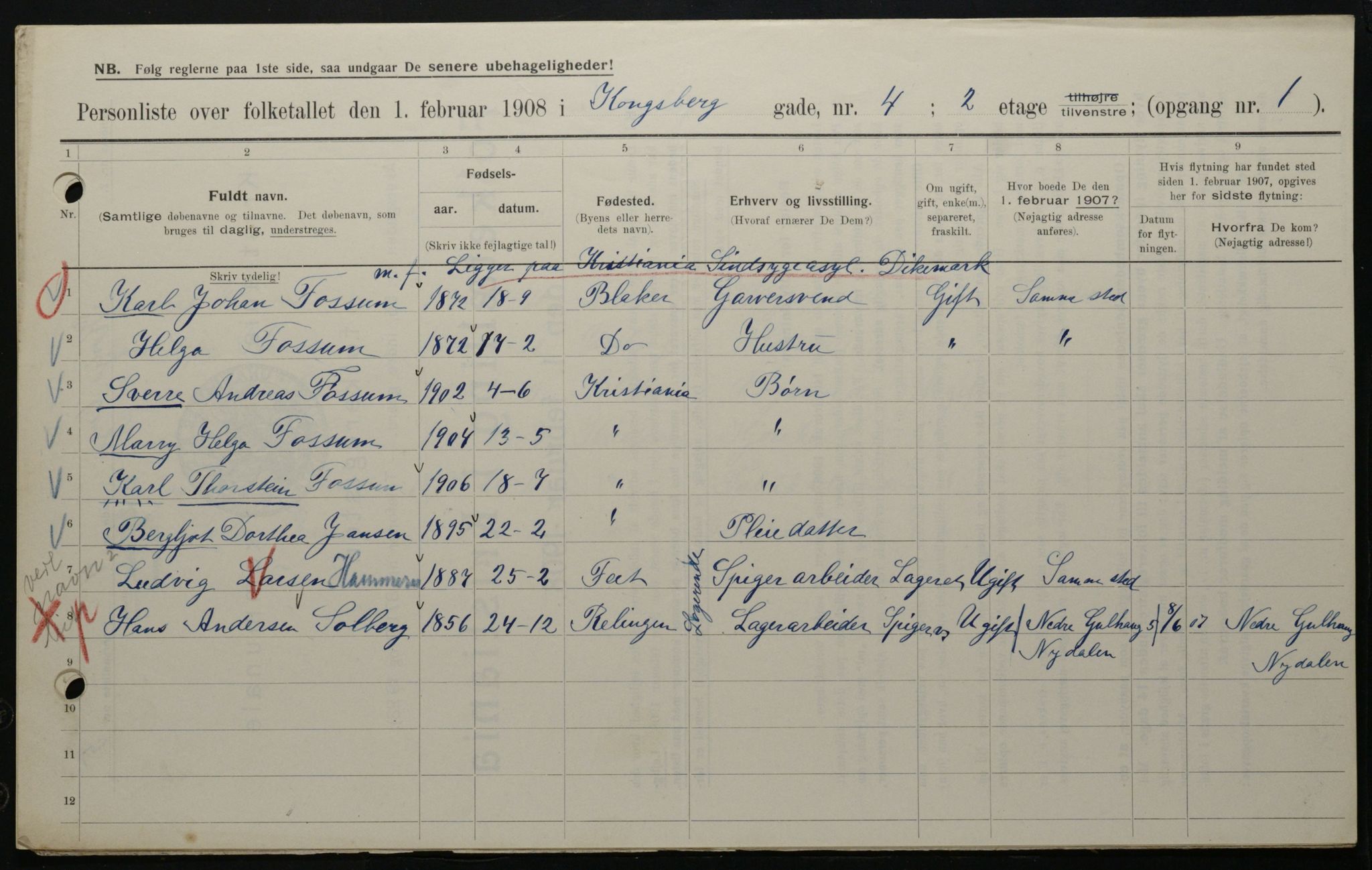 OBA, Municipal Census 1908 for Kristiania, 1908, p. 47162