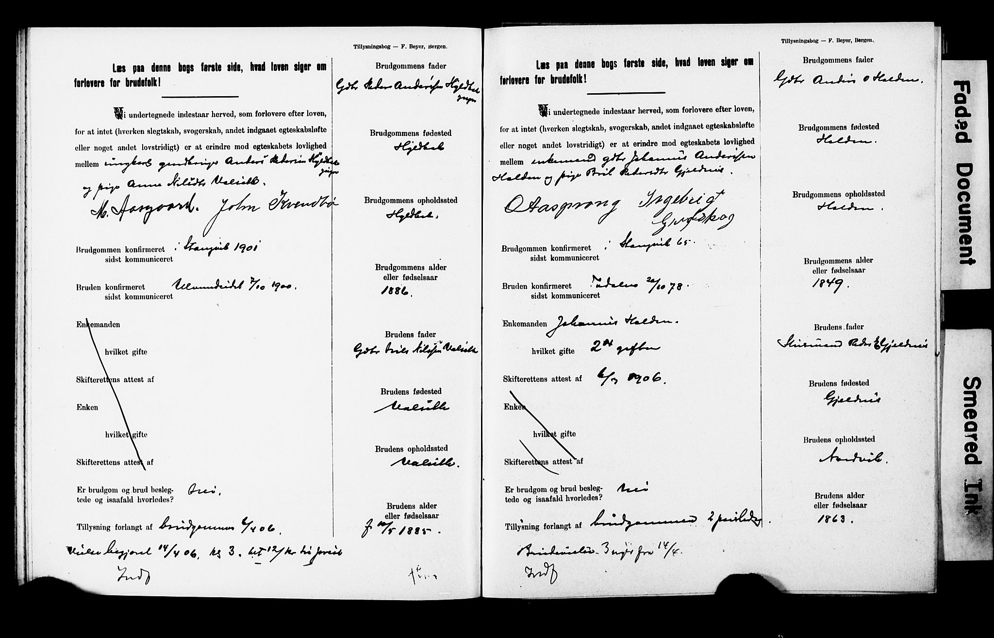 Ministerialprotokoller, klokkerbøker og fødselsregistre - Møre og Romsdal, AV/SAT-A-1454/592/L1028: Banns register no. 592A06, 1903-1909