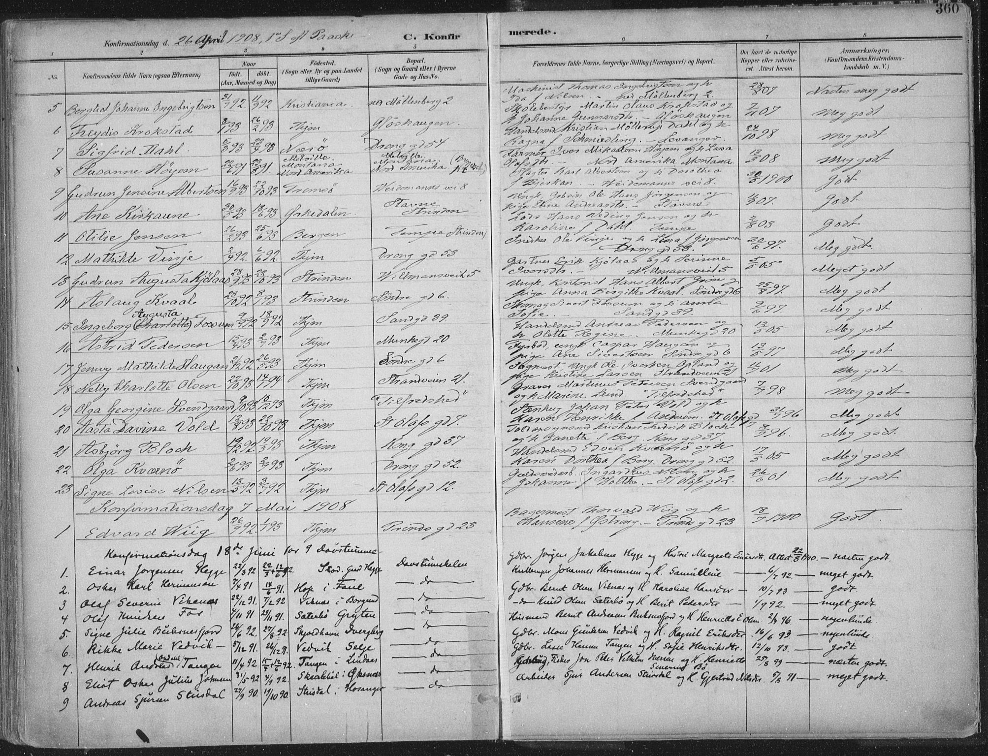 Ministerialprotokoller, klokkerbøker og fødselsregistre - Sør-Trøndelag, SAT/A-1456/601/L0062: Parish register (official) no. 601A30, 1891-1911, p. 360