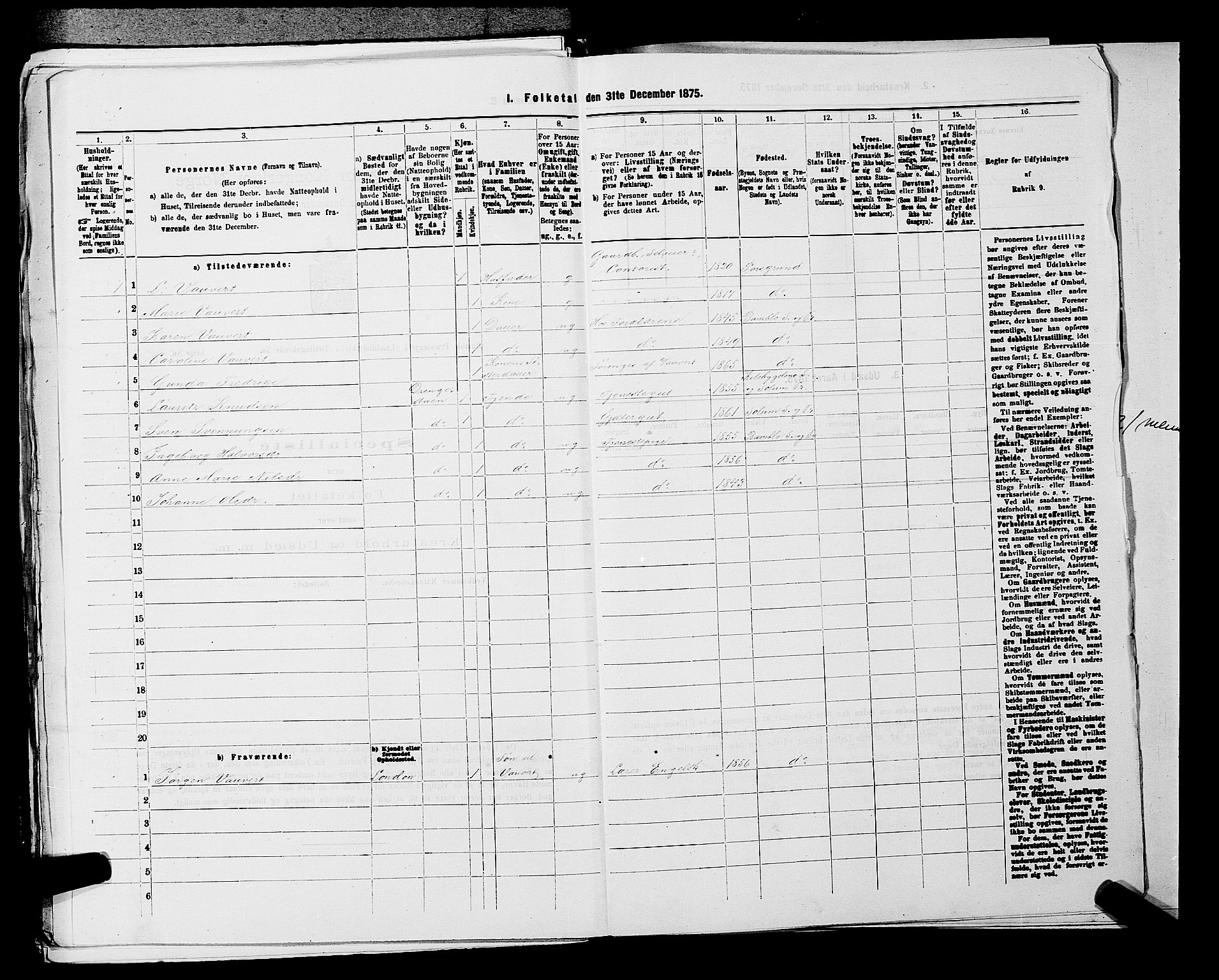 SAKO, 1875 census for 0814L Bamble/Bamble, 1875, p. 259