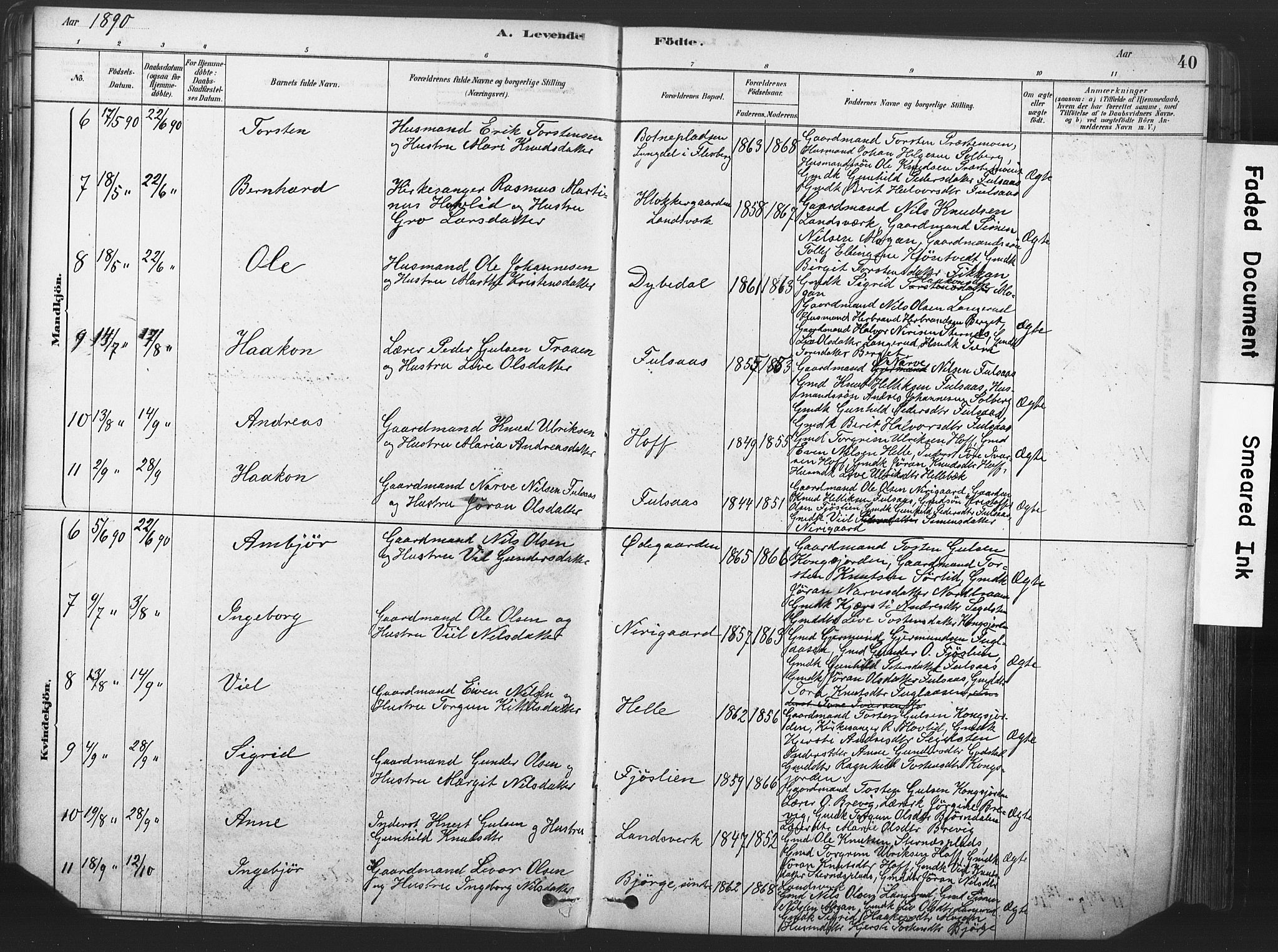 Rollag kirkebøker, AV/SAKO-A-240/F/Fa/L0011: Parish register (official) no. I 11, 1878-1902, p. 40