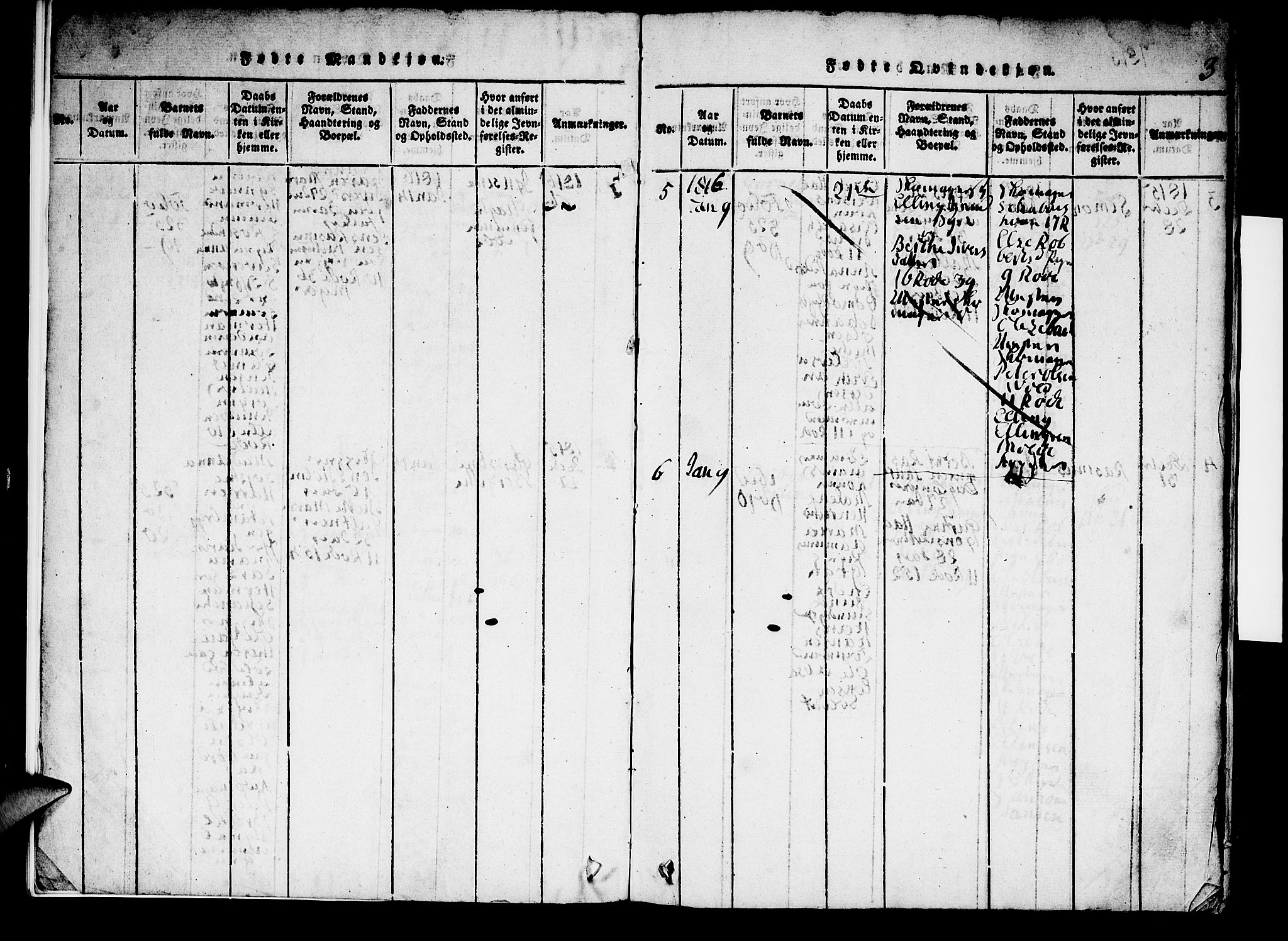 Domkirken sokneprestembete, SAB/A-74801/H/Hab/L0001: Parish register (copy) no. A 1, 1816-1821, p. 3