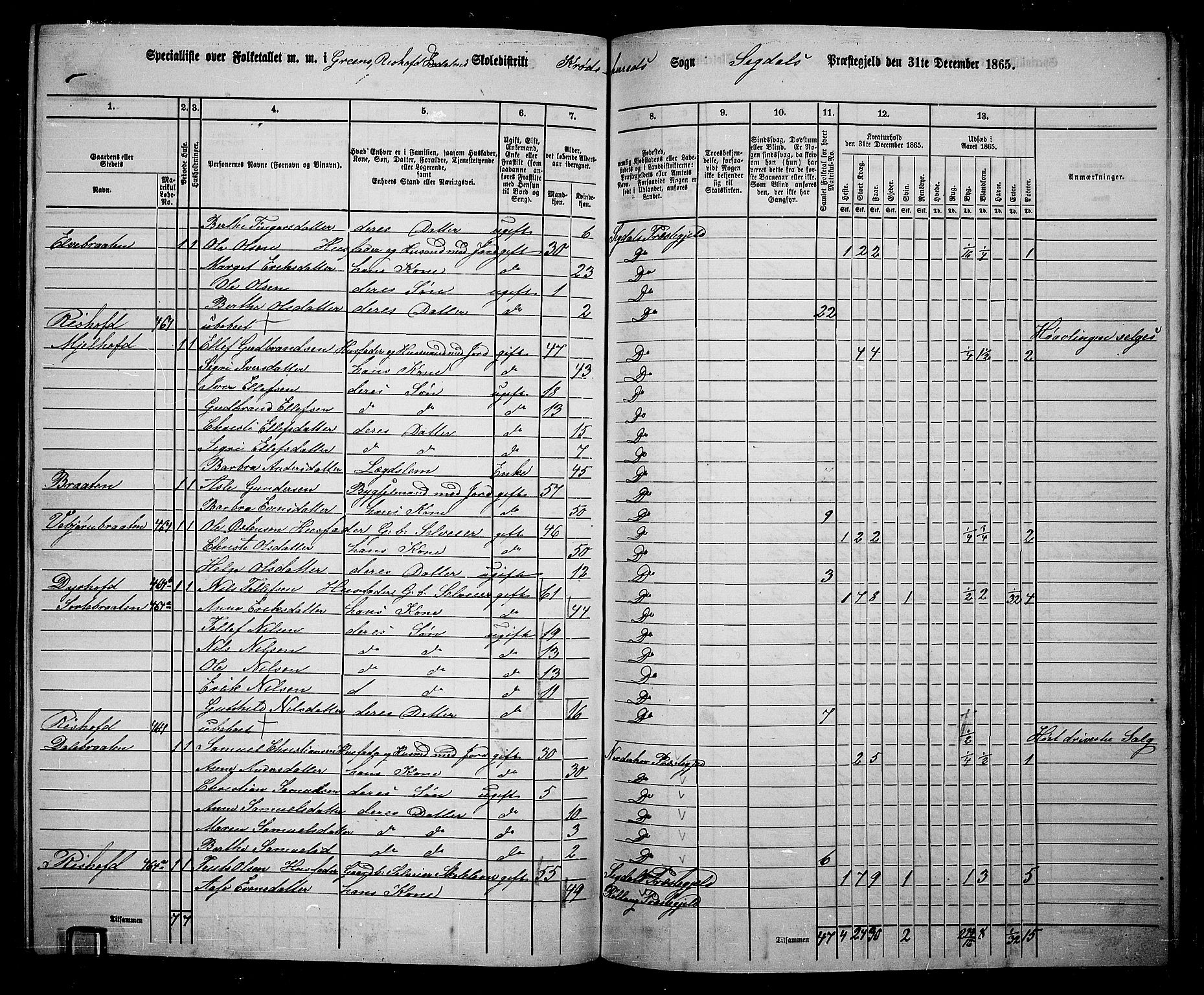 RA, 1865 census for Sigdal, 1865, p. 220