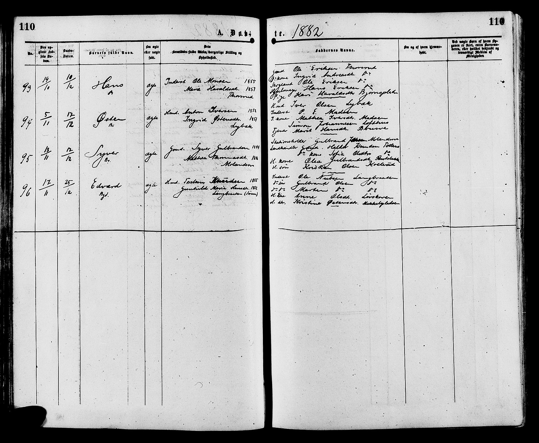 Sør-Aurdal prestekontor, AV/SAH-PREST-128/H/Ha/Haa/L0008: Parish register (official) no. 8, 1877-1885, p. 110