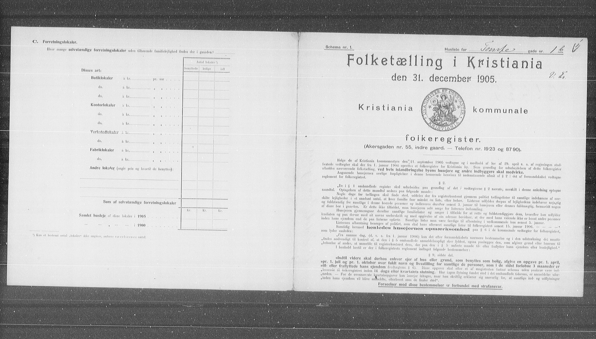 OBA, Municipal Census 1905 for Kristiania, 1905, p. 59448