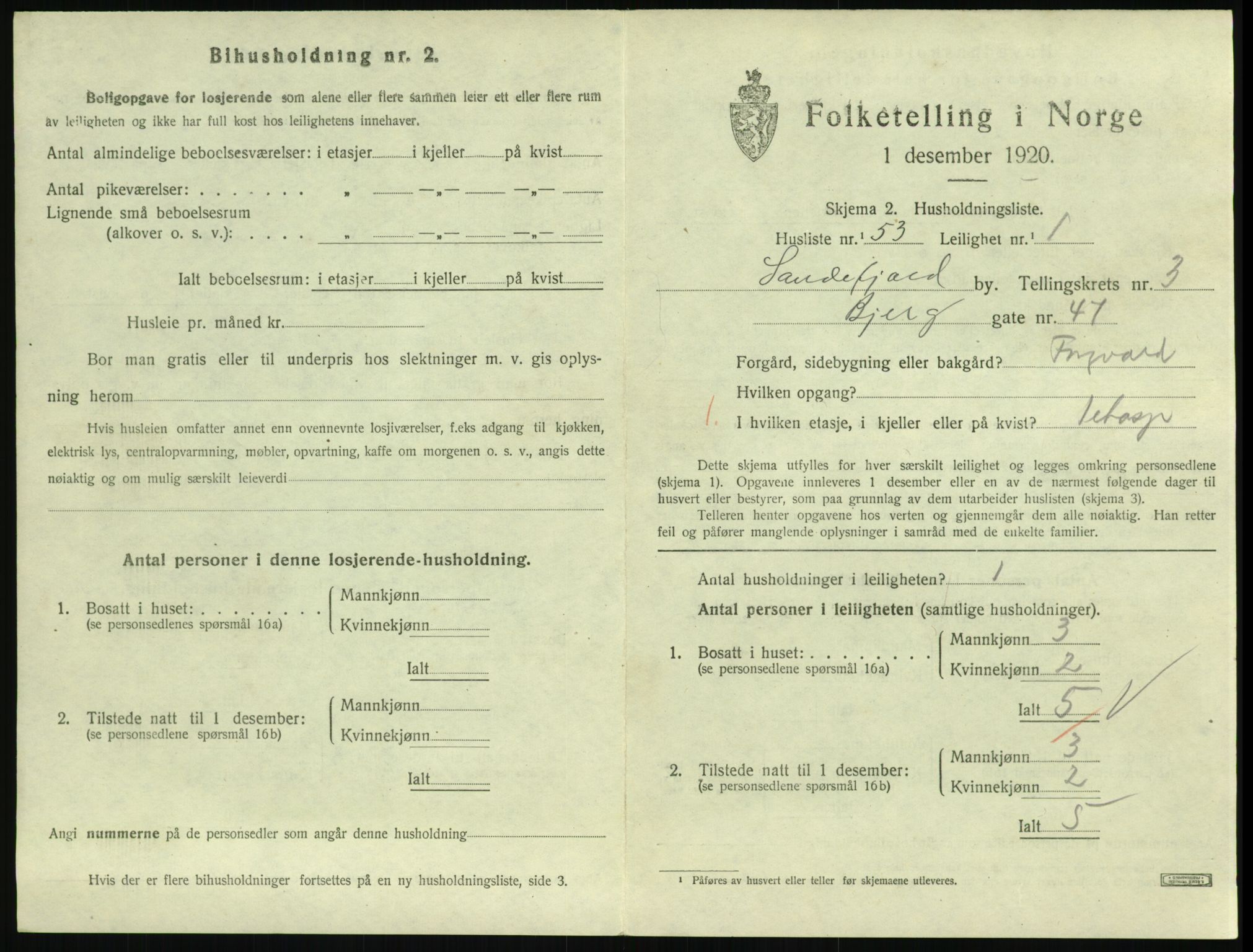 SAKO, 1920 census for Sandefjord, 1920, p. 2078