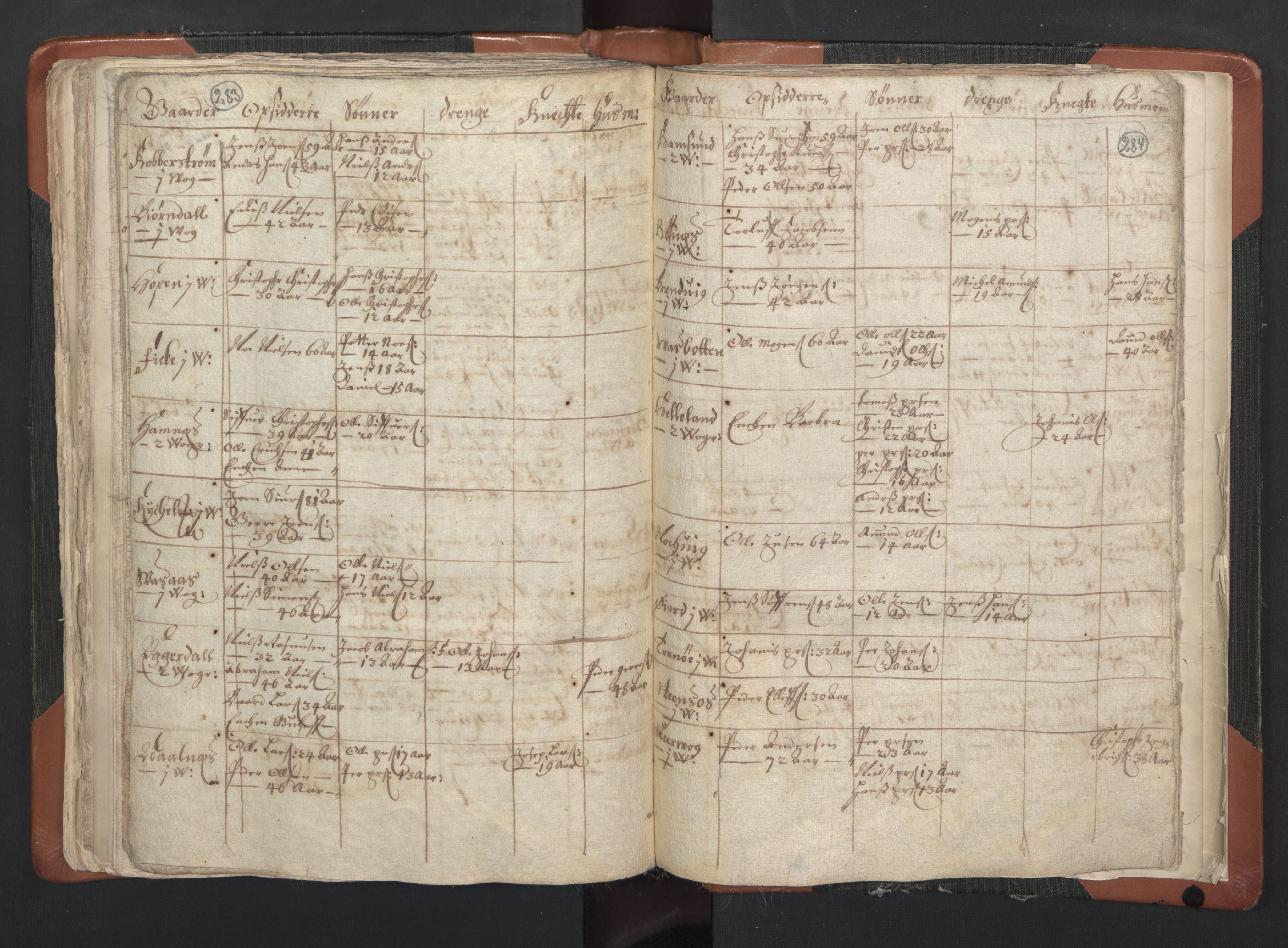 RA, Vicar's Census 1664-1666, no. 35: Helgeland deanery and Salten deanery, 1664-1666, p. 283-284