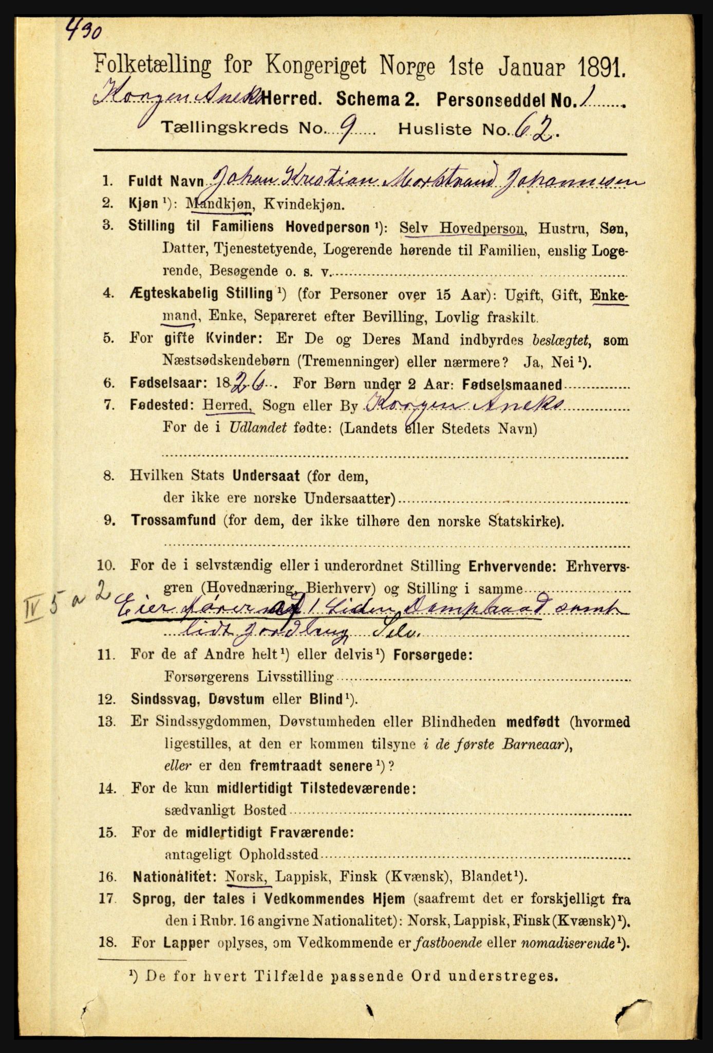 RA, 1891 census for 1832 Hemnes, 1891, p. 4729