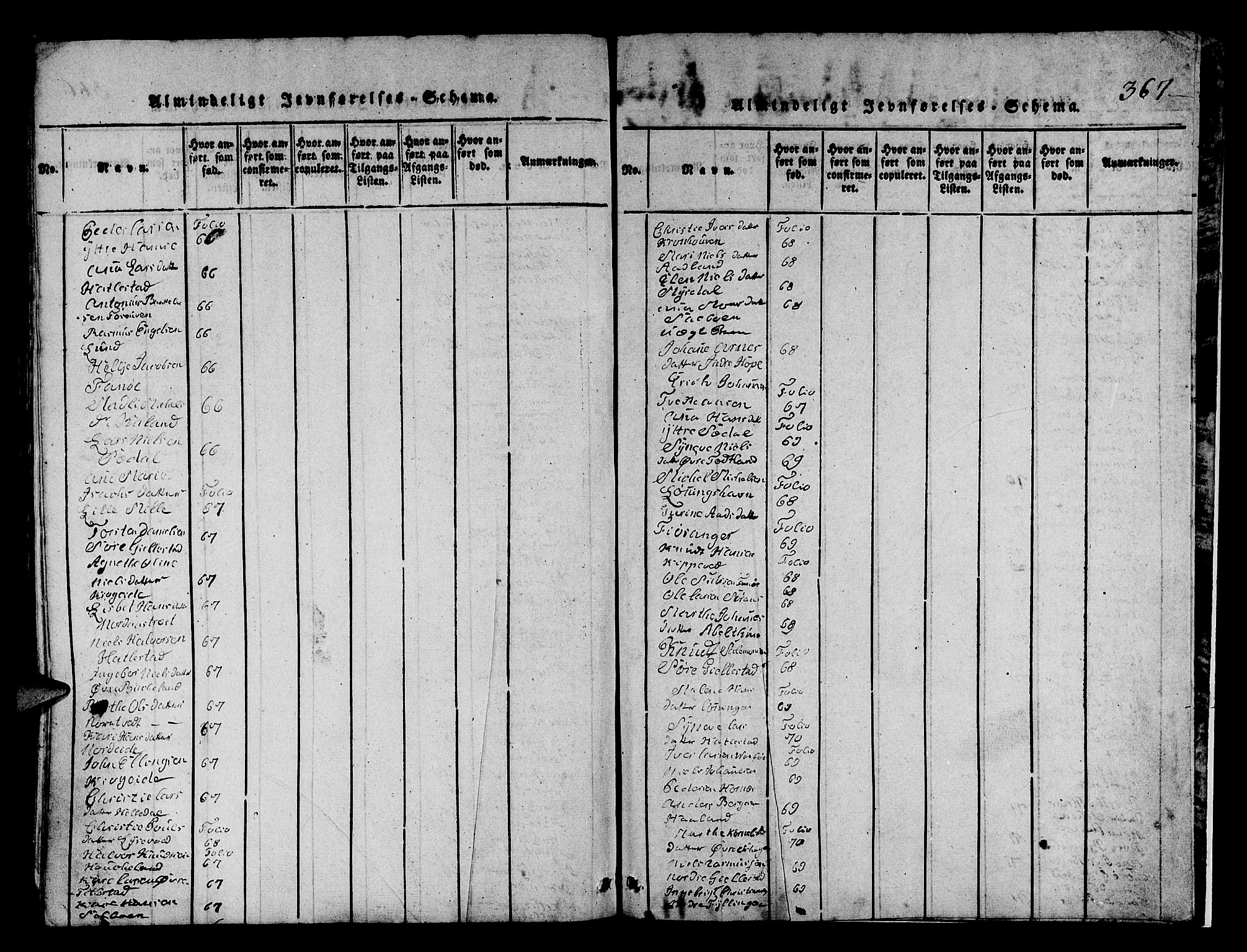 Fana Sokneprestembete, AV/SAB-A-75101/H/Hab/Haba/L0001: Parish register (copy) no. A 1, 1816-1836, p. 367