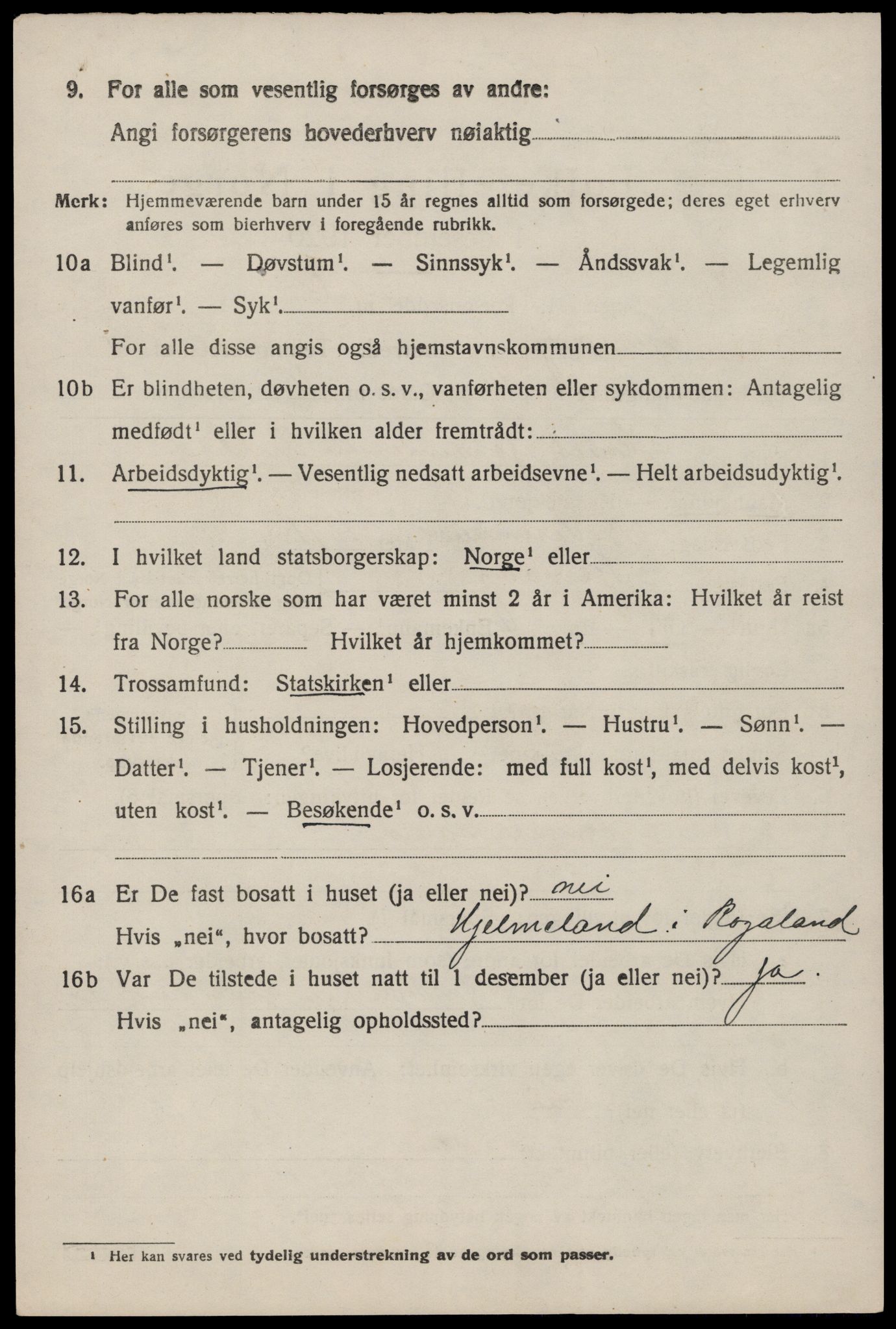 SAST, 1920 census for Sjernarøy, 1920, p. 995