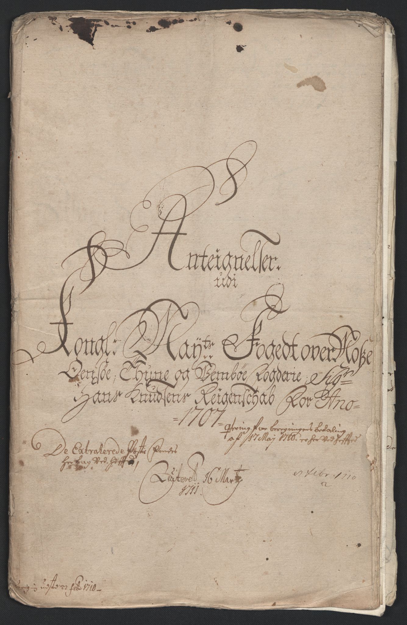 Rentekammeret inntil 1814, Reviderte regnskaper, Fogderegnskap, AV/RA-EA-4092/R04/L0134: Fogderegnskap Moss, Onsøy, Tune, Veme og Åbygge, 1707-1708, p. 191