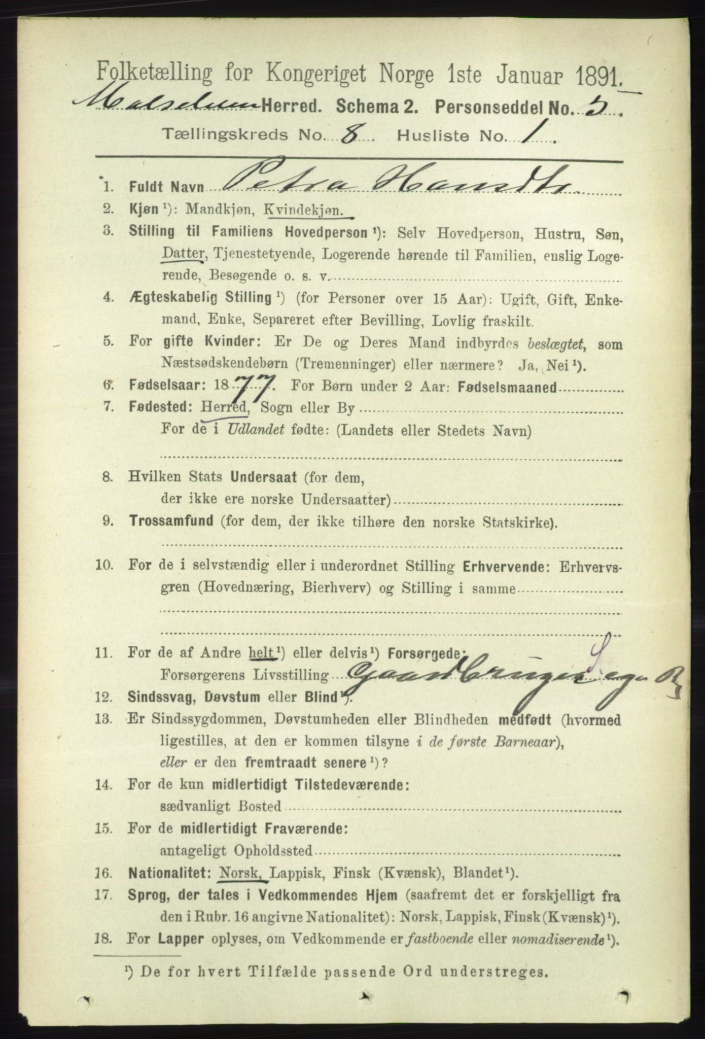 RA, 1891 census for 1924 Målselv, 1891, p. 2532