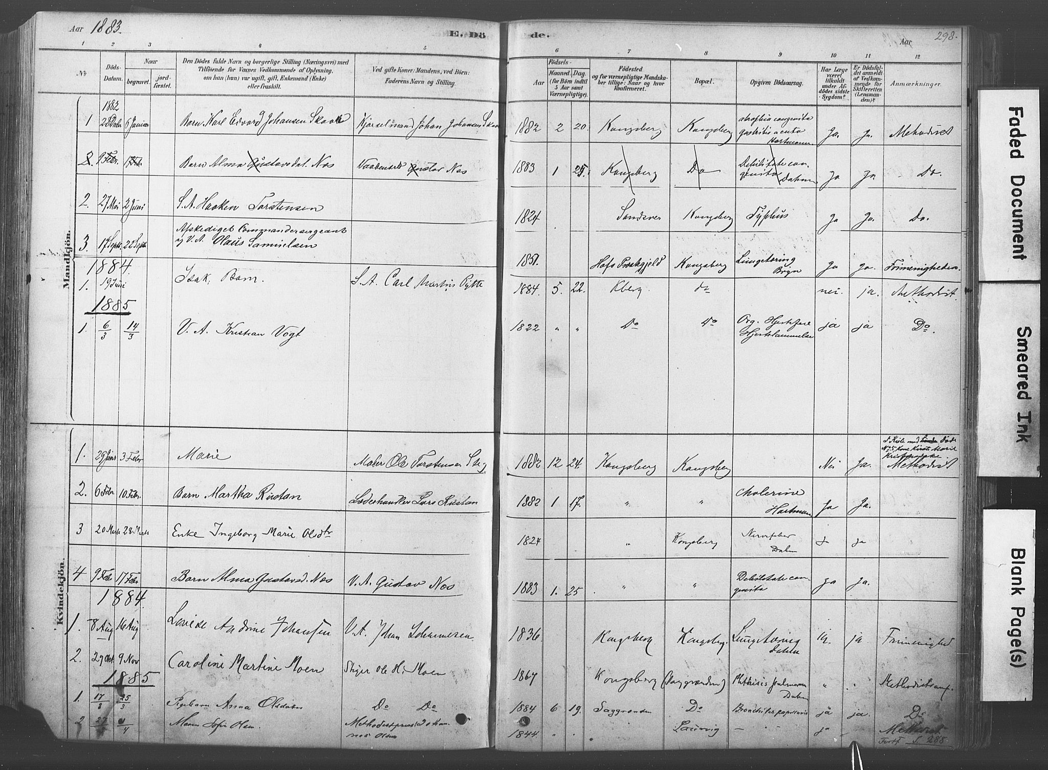 Kongsberg kirkebøker, SAKO/A-22/F/Fb/L0001: Parish register (official) no. II 1, 1878-1886, p. 298