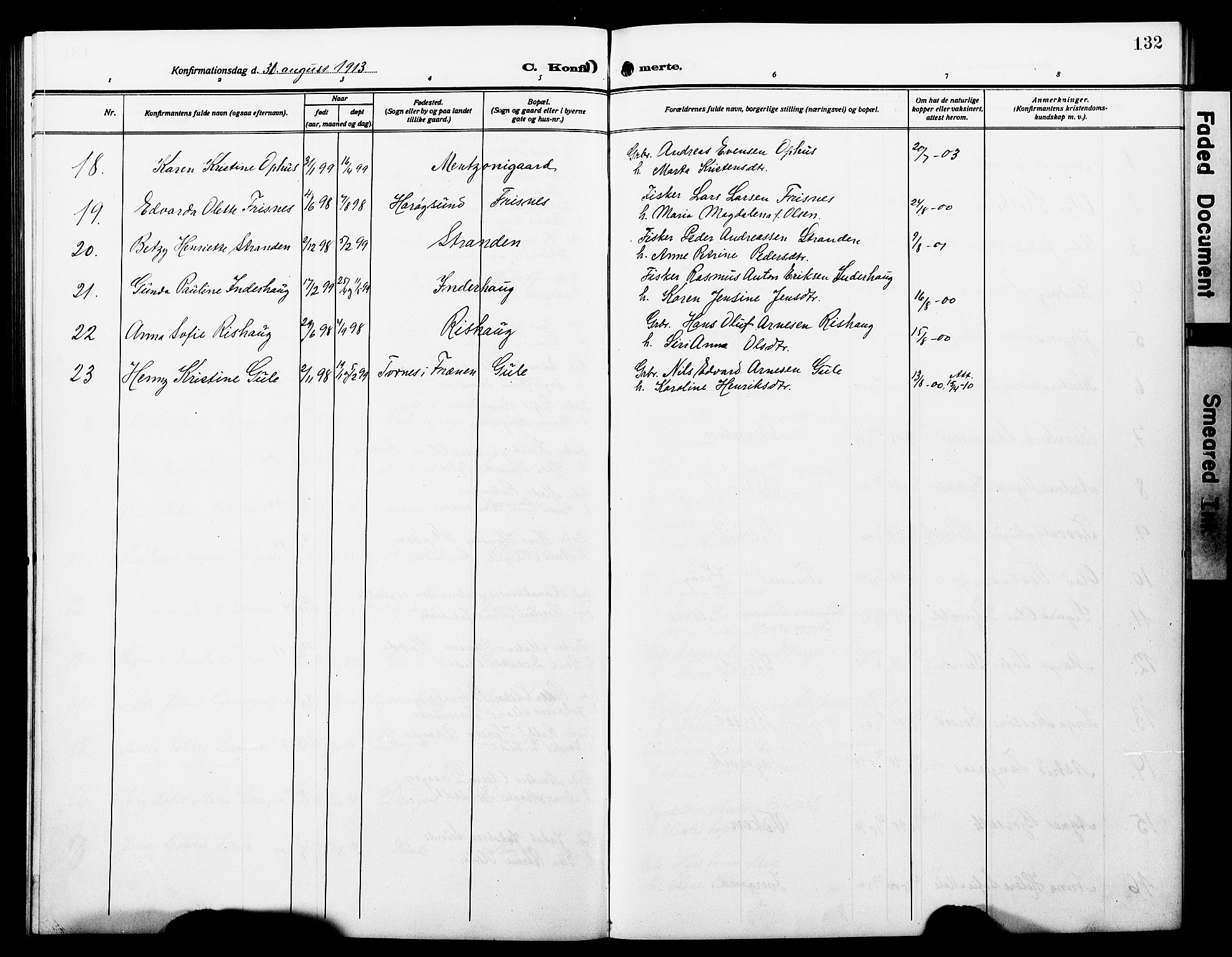 Ministerialprotokoller, klokkerbøker og fødselsregistre - Møre og Romsdal, SAT/A-1454/566/L0774: Parish register (copy) no. 566C03, 1910-1929, p. 132