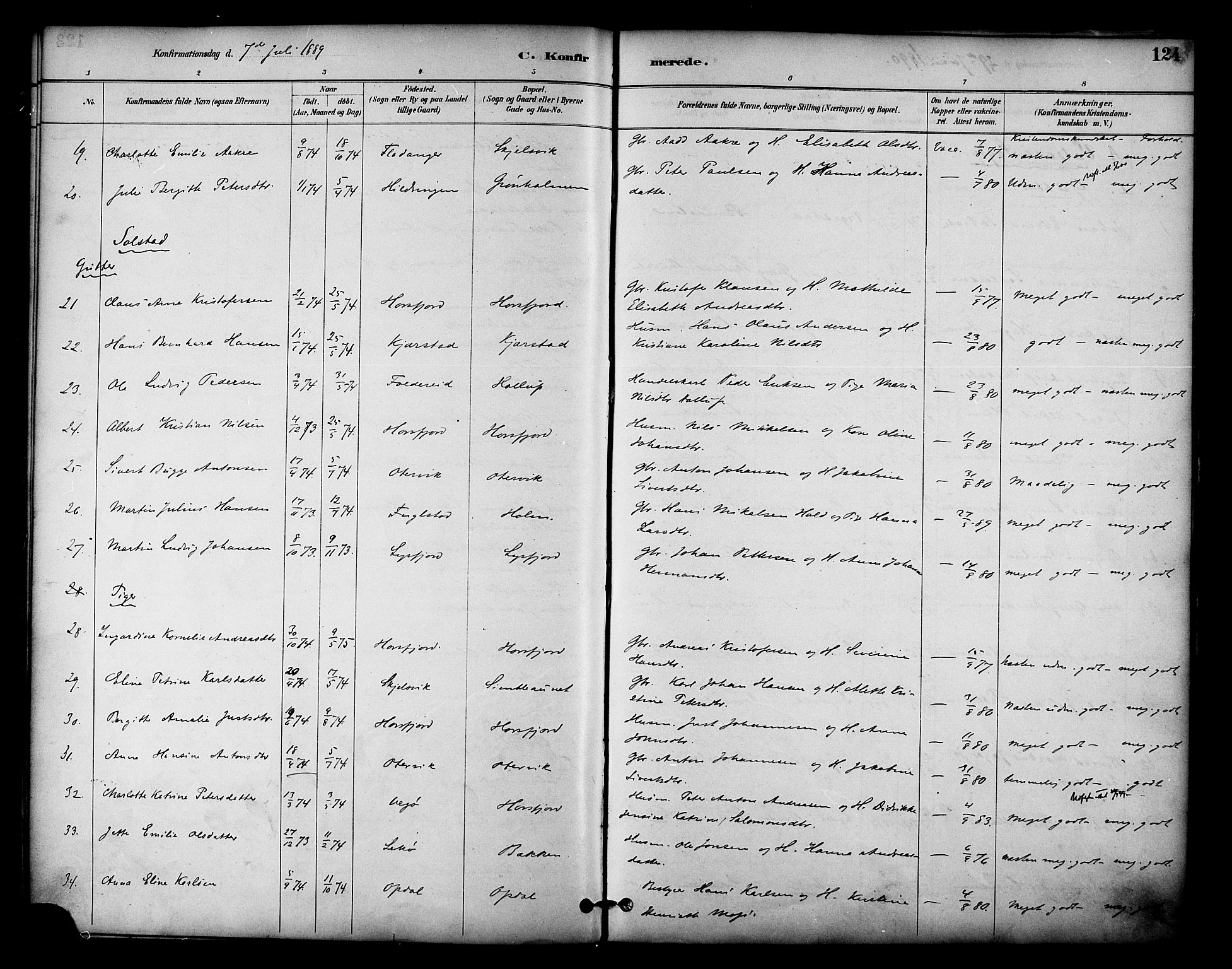 Ministerialprotokoller, klokkerbøker og fødselsregistre - Nordland, AV/SAT-A-1459/810/L0150: Parish register (official) no. 810A10 /1, 1884-1895, p. 124