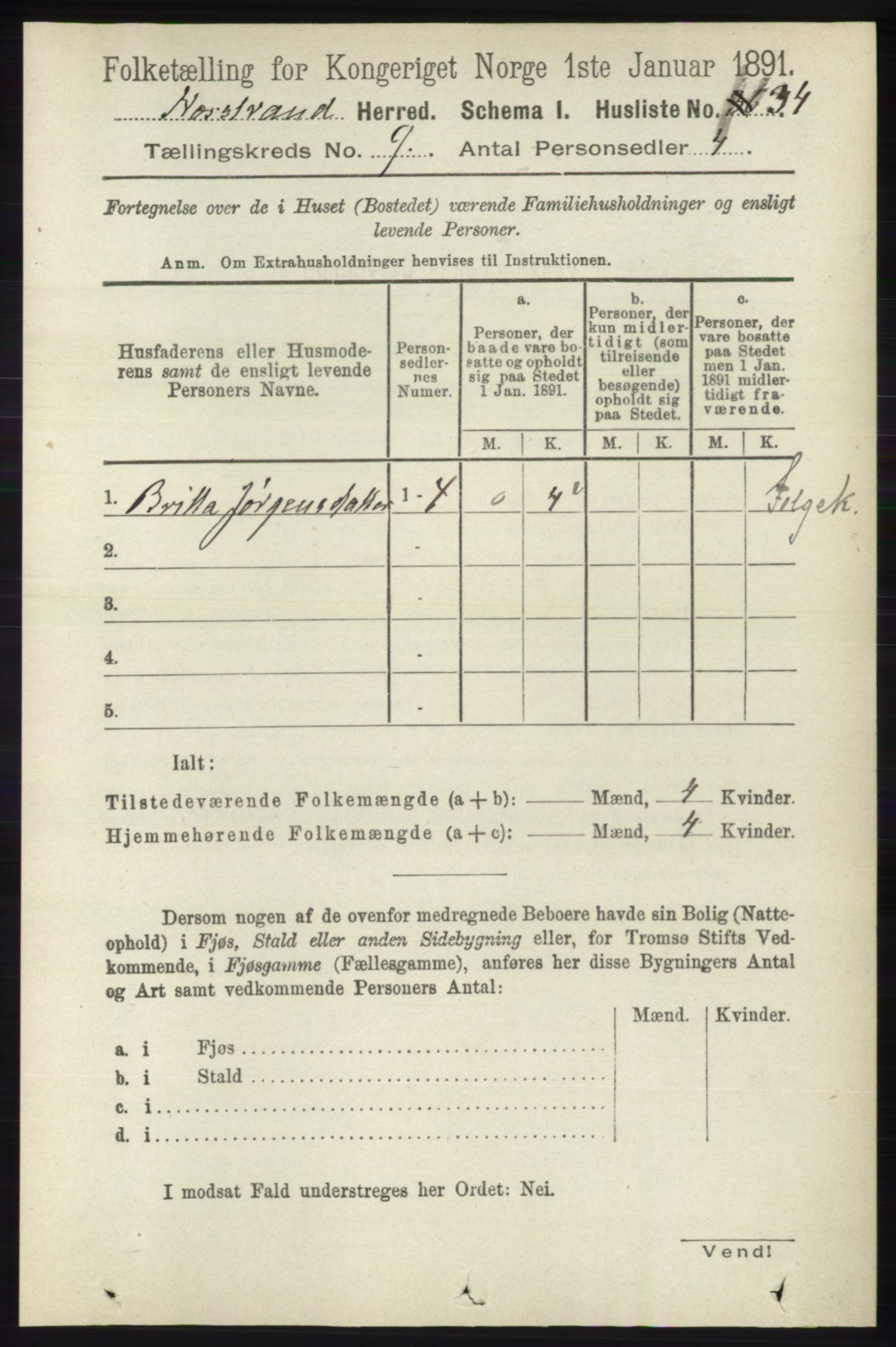 RA, 1891 census for 1139 Nedstrand, 1891, p. 1652