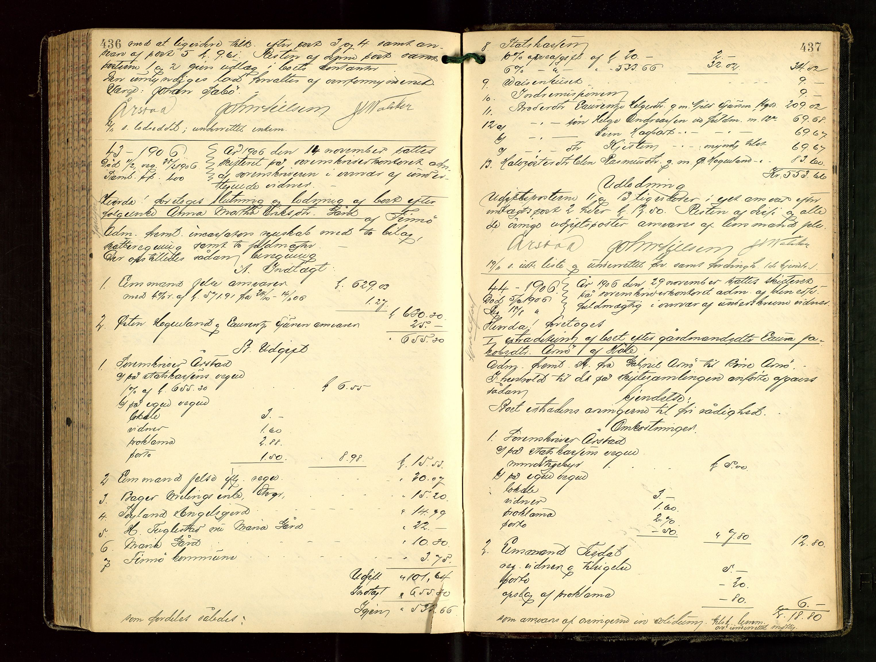 Ryfylke tingrett, SAST/A-100055/001/IV/IVG/L0002: Skifteutlodningsprotokoll Med register, 1903-1907, p. 436-437