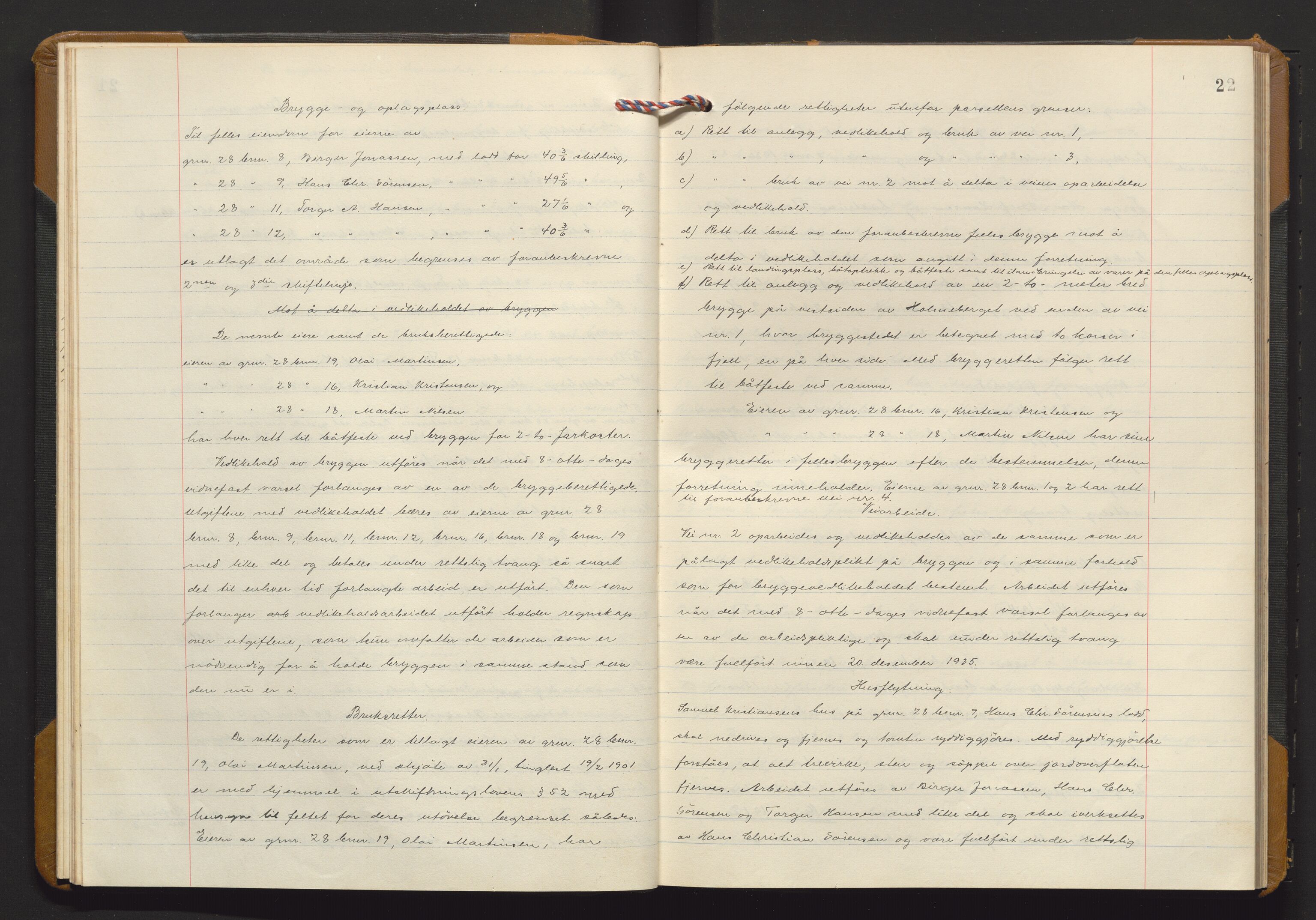 Utskiftningsvesenet i Vestfold, AV/SAKO-A-797/F/Fa/L0021: Rettsbok (forhandlingsprotokoll), 1934-1935, p. 21b-22a
