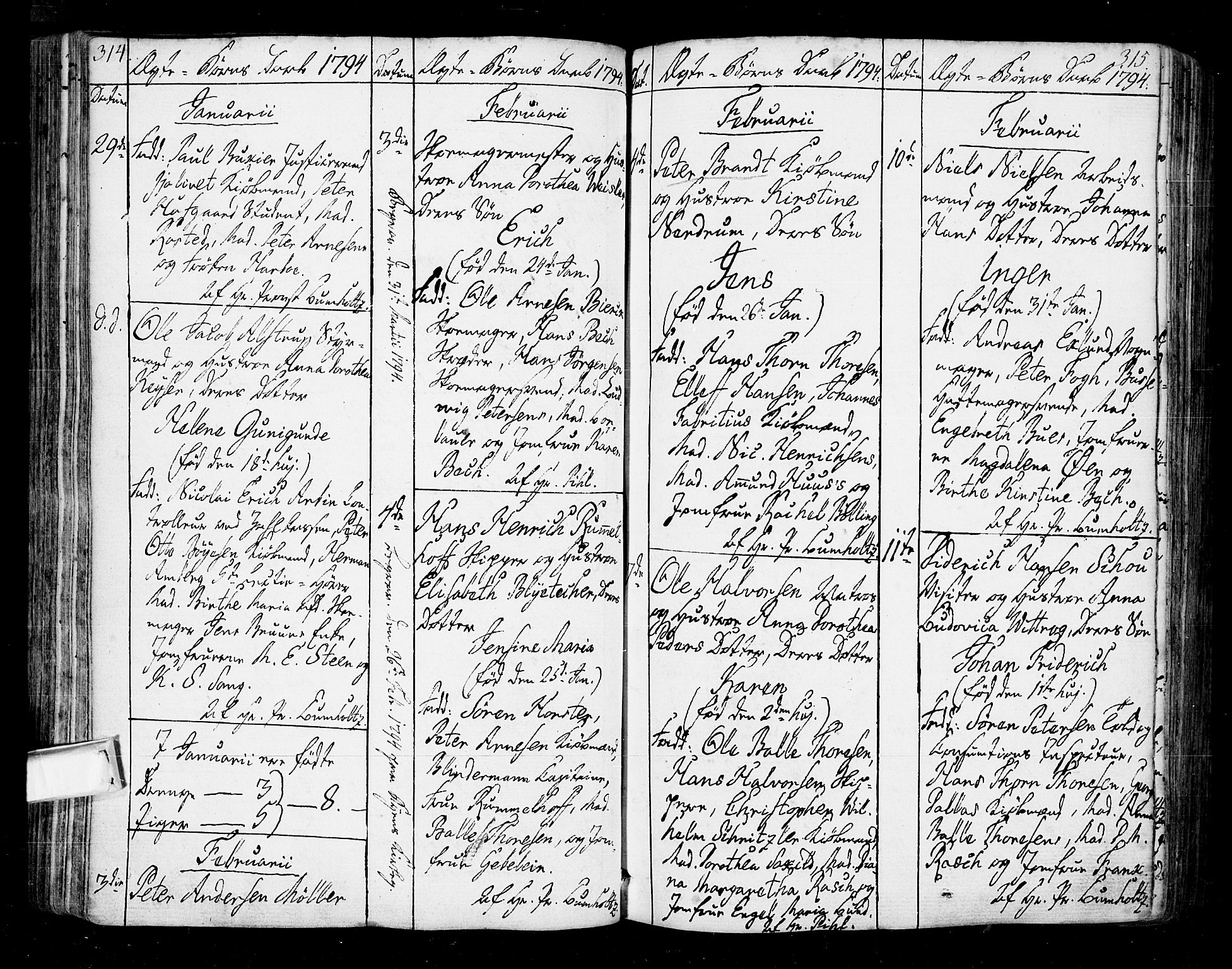 Oslo domkirke Kirkebøker, SAO/A-10752/F/Fa/L0005: Parish register (official) no. 5, 1787-1806, p. 314-315