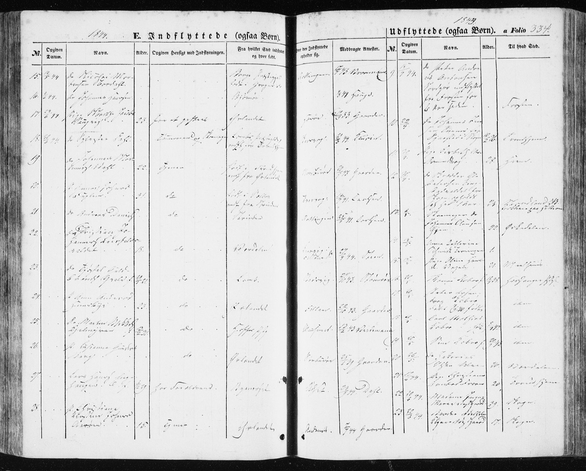Ministerialprotokoller, klokkerbøker og fødselsregistre - Sør-Trøndelag, SAT/A-1456/634/L0529: Parish register (official) no. 634A05, 1843-1851, p. 334