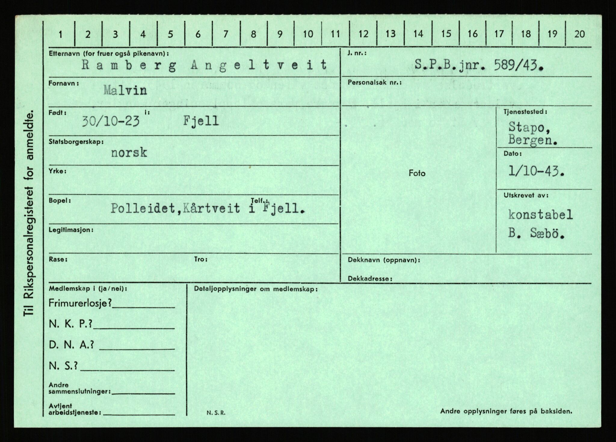 Statspolitiet - Hovedkontoret / Osloavdelingen, AV/RA-S-1329/C/Ca/L0001: Aabakken - Armann, 1943-1945, p. 4335