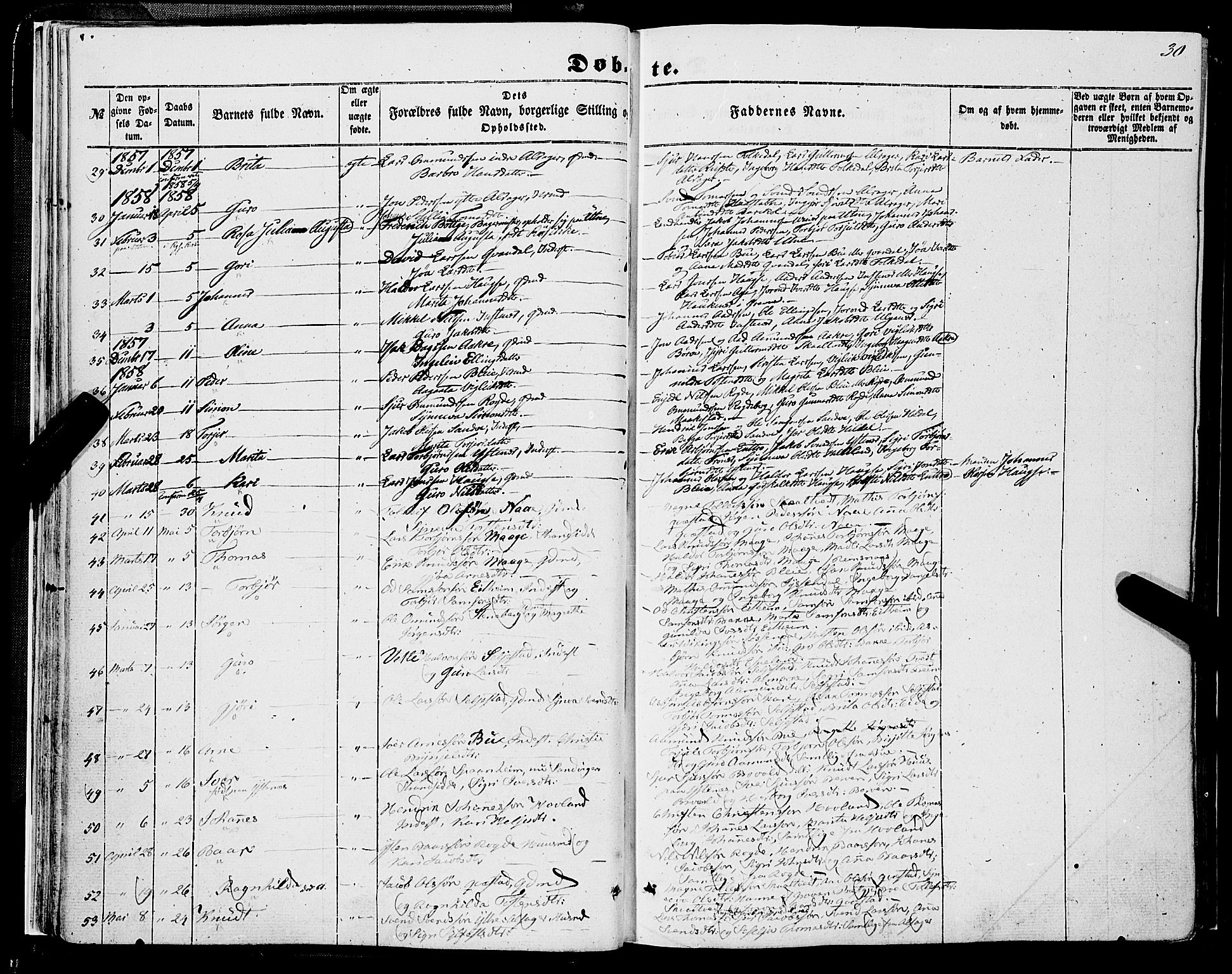 Ullensvang sokneprestembete, AV/SAB-A-78701/H/Haa: Parish register (official) no. A 11, 1854-1866, p. 30