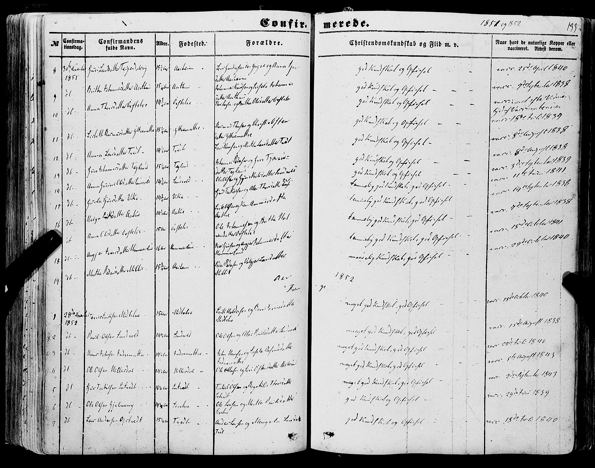 Skånevik sokneprestembete, SAB/A-77801/H/Haa: Parish register (official) no. A 5I, 1848-1869, p. 133