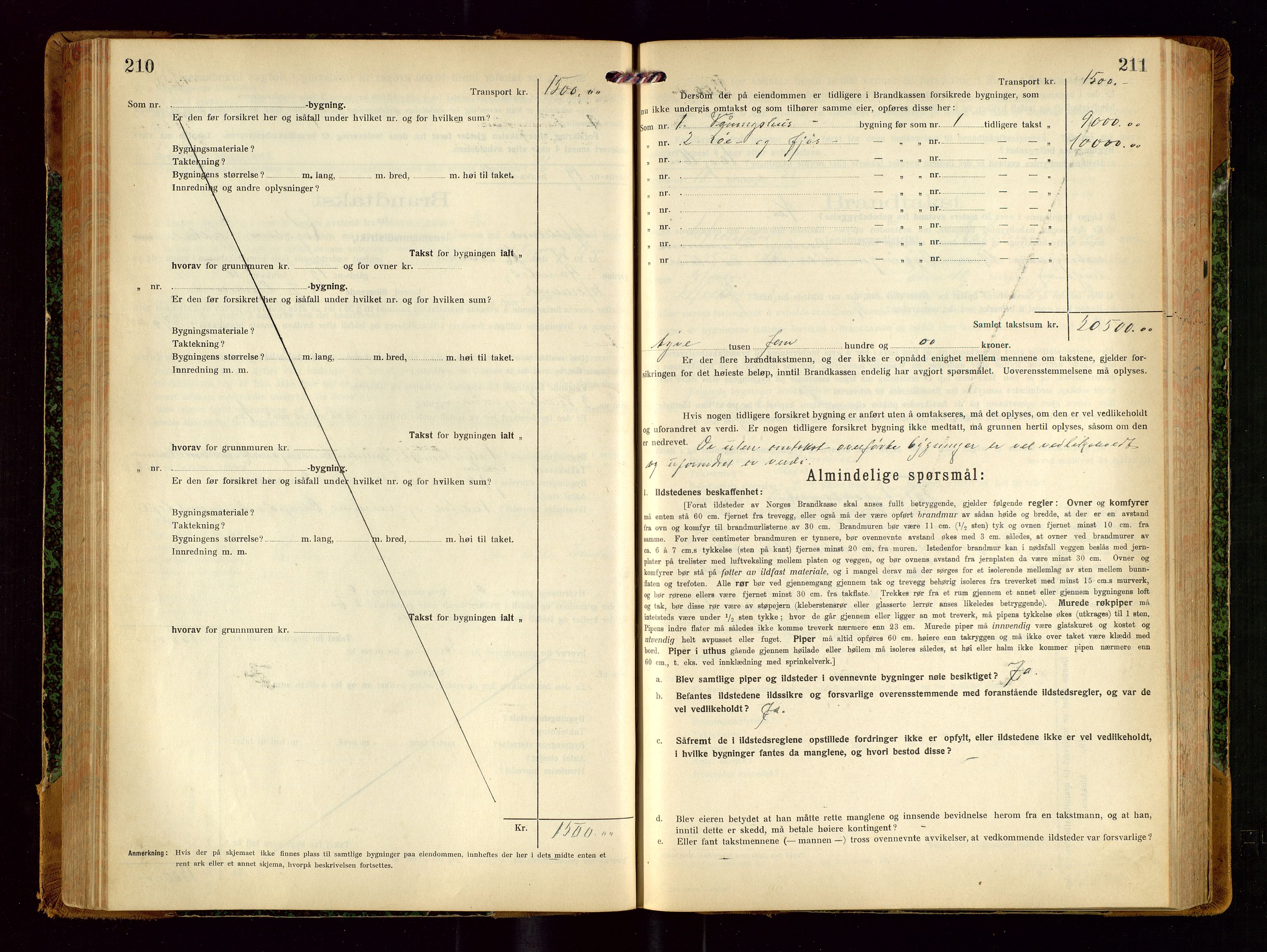 Helleland lensmannskontor, SAST/A-100209/Gob/L0002: "Brandtakstprotokoll", 1921-1930, p. 210-211