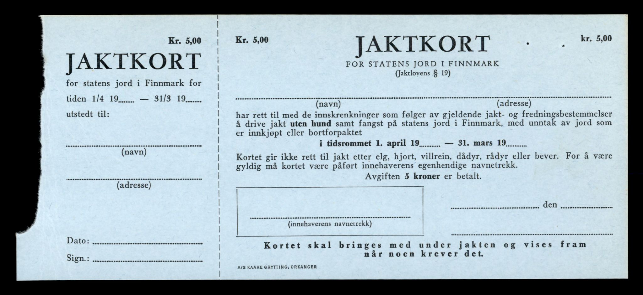 Direktoratet for naturforvaltning, AV/SAT-A-5209/4/D/De/L0102: Oppsyn, oppgaveplikt, 1965-1975, p. 45