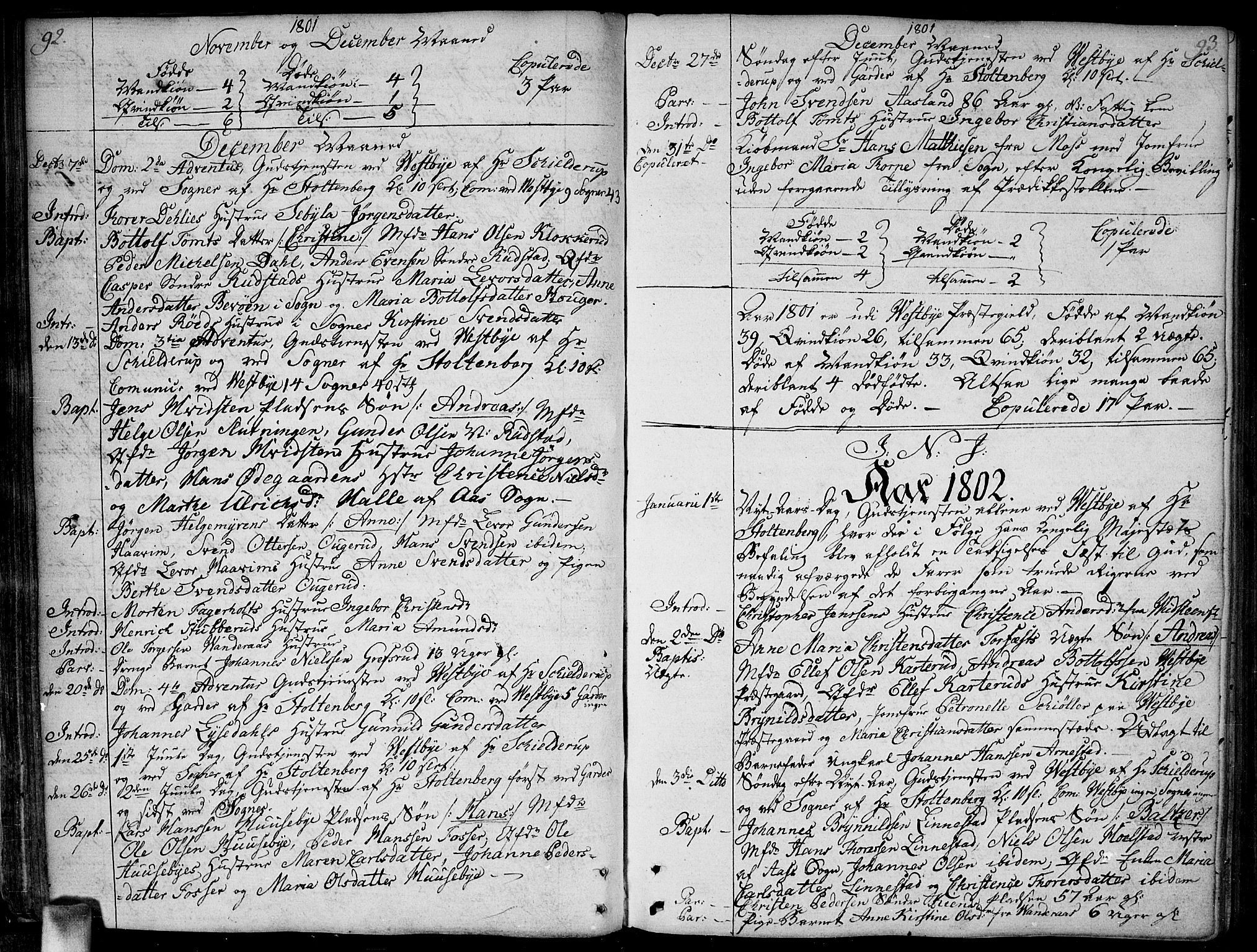 Vestby prestekontor Kirkebøker, AV/SAO-A-10893/F/Fa/L0004: Parish register (official) no. I 4, 1797-1813, p. 92-93