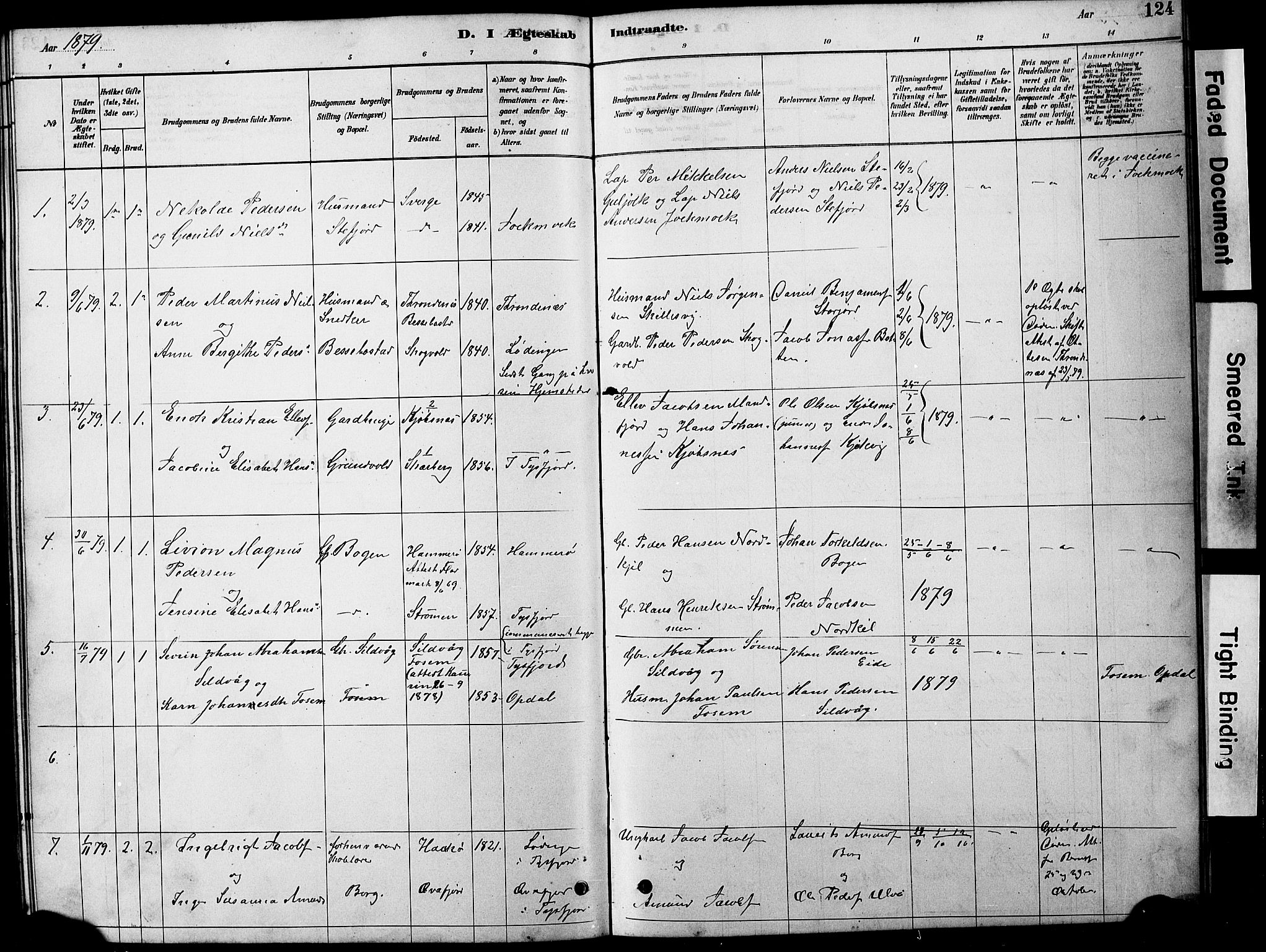 Ministerialprotokoller, klokkerbøker og fødselsregistre - Nordland, AV/SAT-A-1459/861/L0875: Parish register (copy) no. 861C01, 1879-1887, p. 124