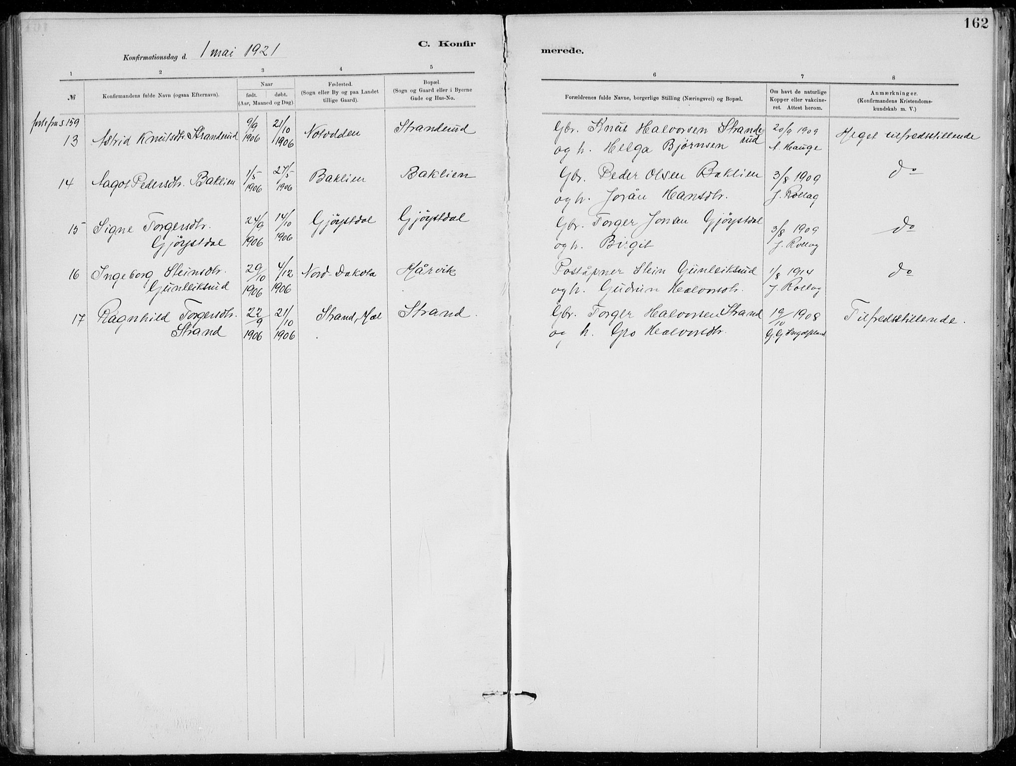 Tinn kirkebøker, AV/SAKO-A-308/F/Fa/L0007: Parish register (official) no. I 7, 1878-1922, p. 162