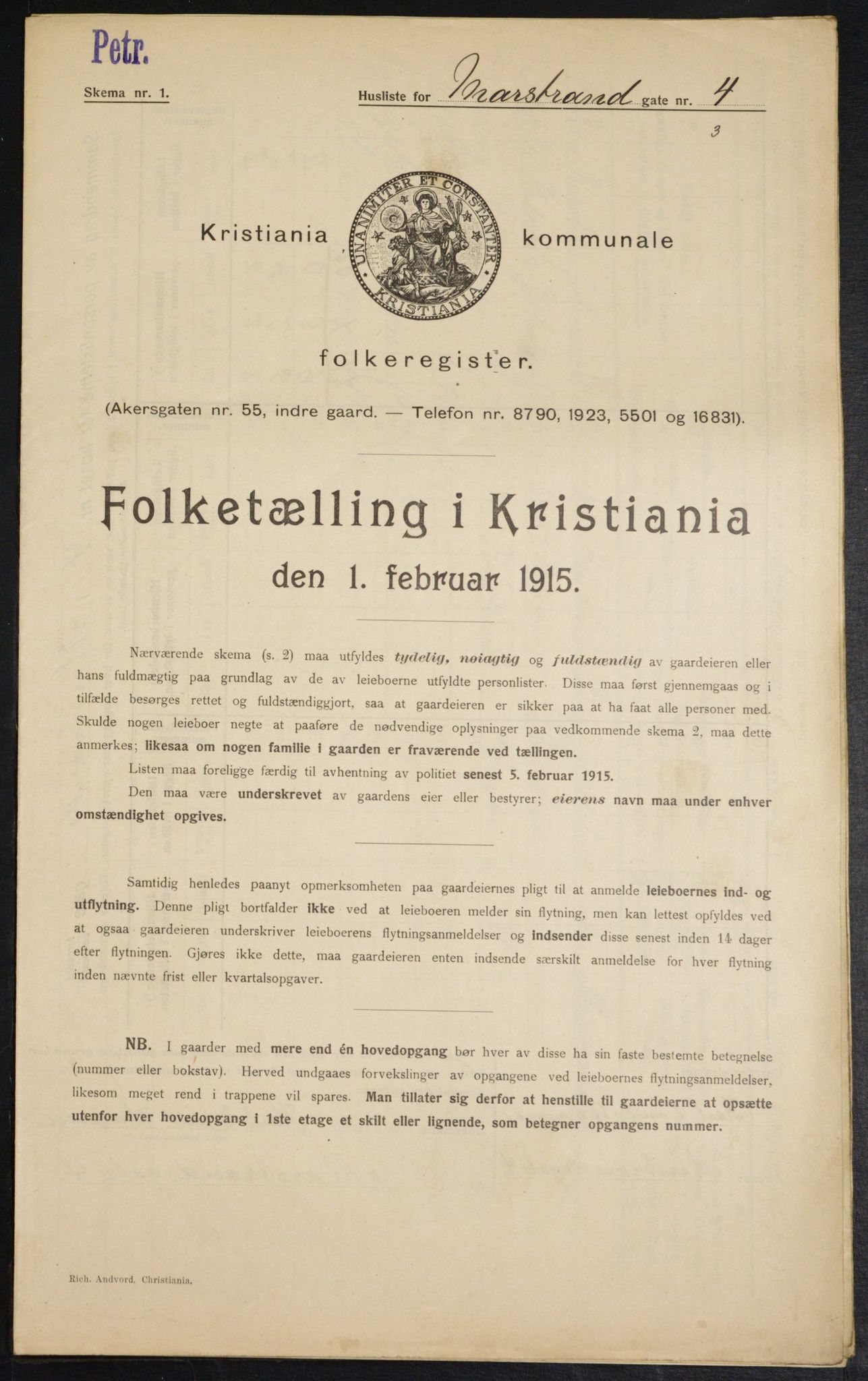 OBA, Municipal Census 1915 for Kristiania, 1915, p. 64106