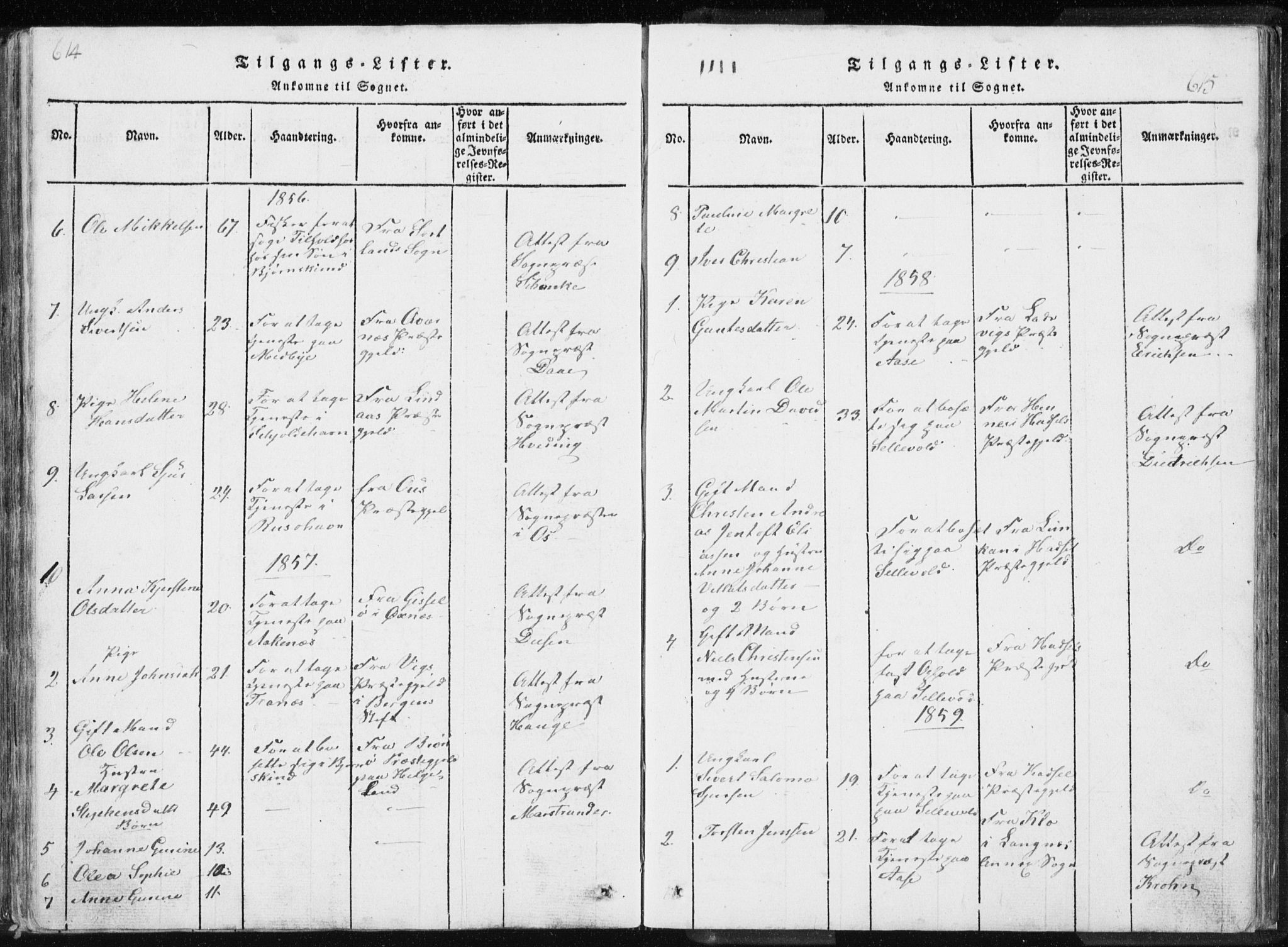 Ministerialprotokoller, klokkerbøker og fødselsregistre - Nordland, AV/SAT-A-1459/897/L1411: Parish register (copy) no. 897C01, 1820-1866, p. 614-615