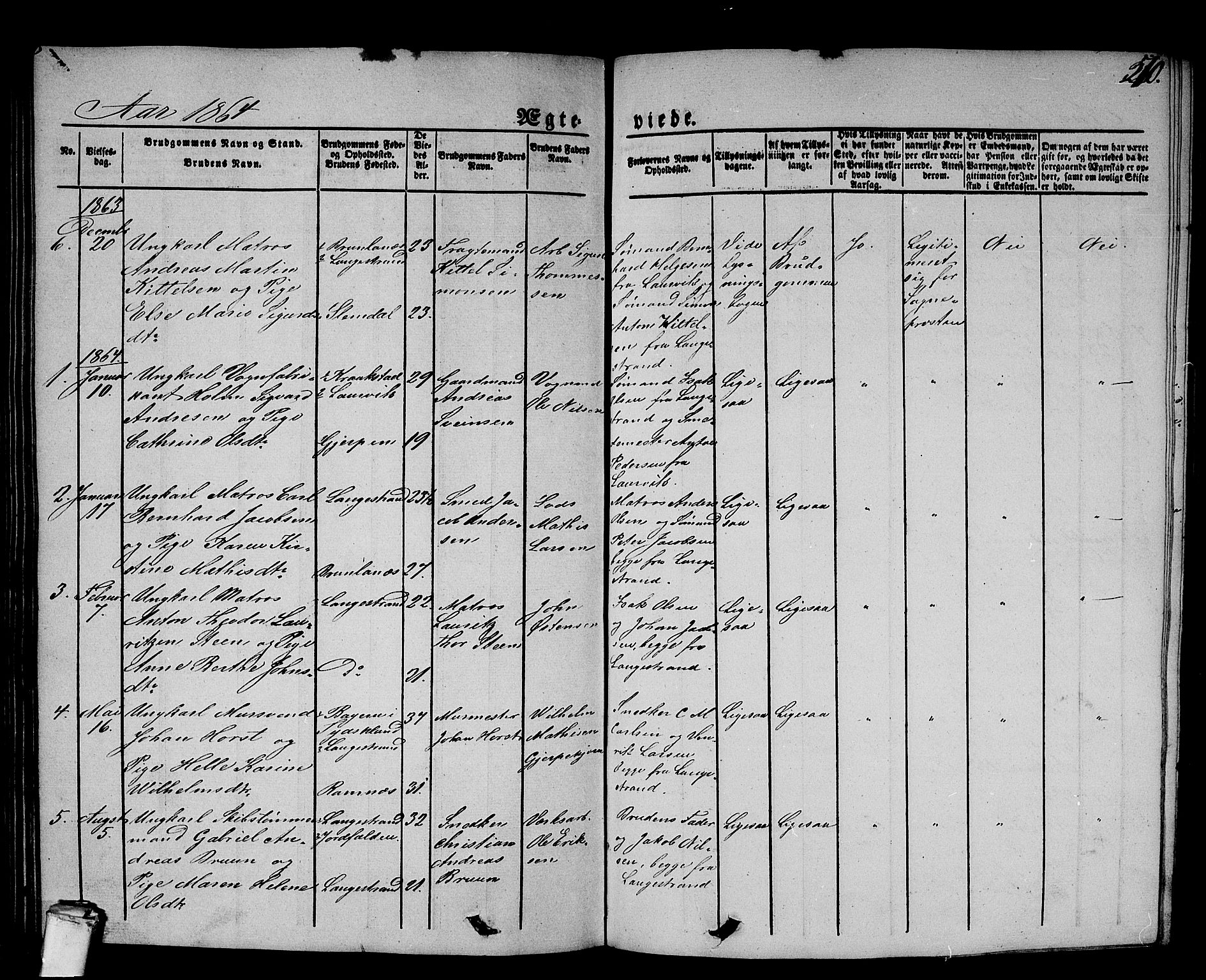 Larvik kirkebøker, AV/SAKO-A-352/G/Gb/L0002: Parish register (copy) no. II 2, 1843-1866, p. 270