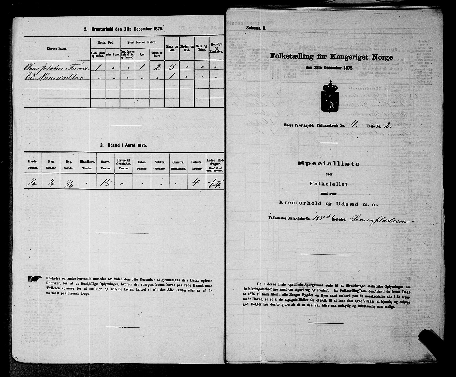 SAKO, 1875 census for 0624P Eiker, 1875, p. 723