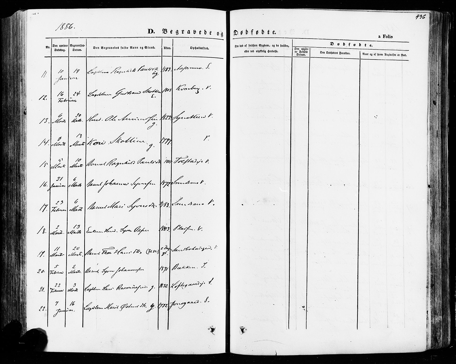 Vågå prestekontor, SAH/PREST-076/H/Ha/Haa/L0007: Parish register (official) no. 7 /1, 1872-1886, p. 436
