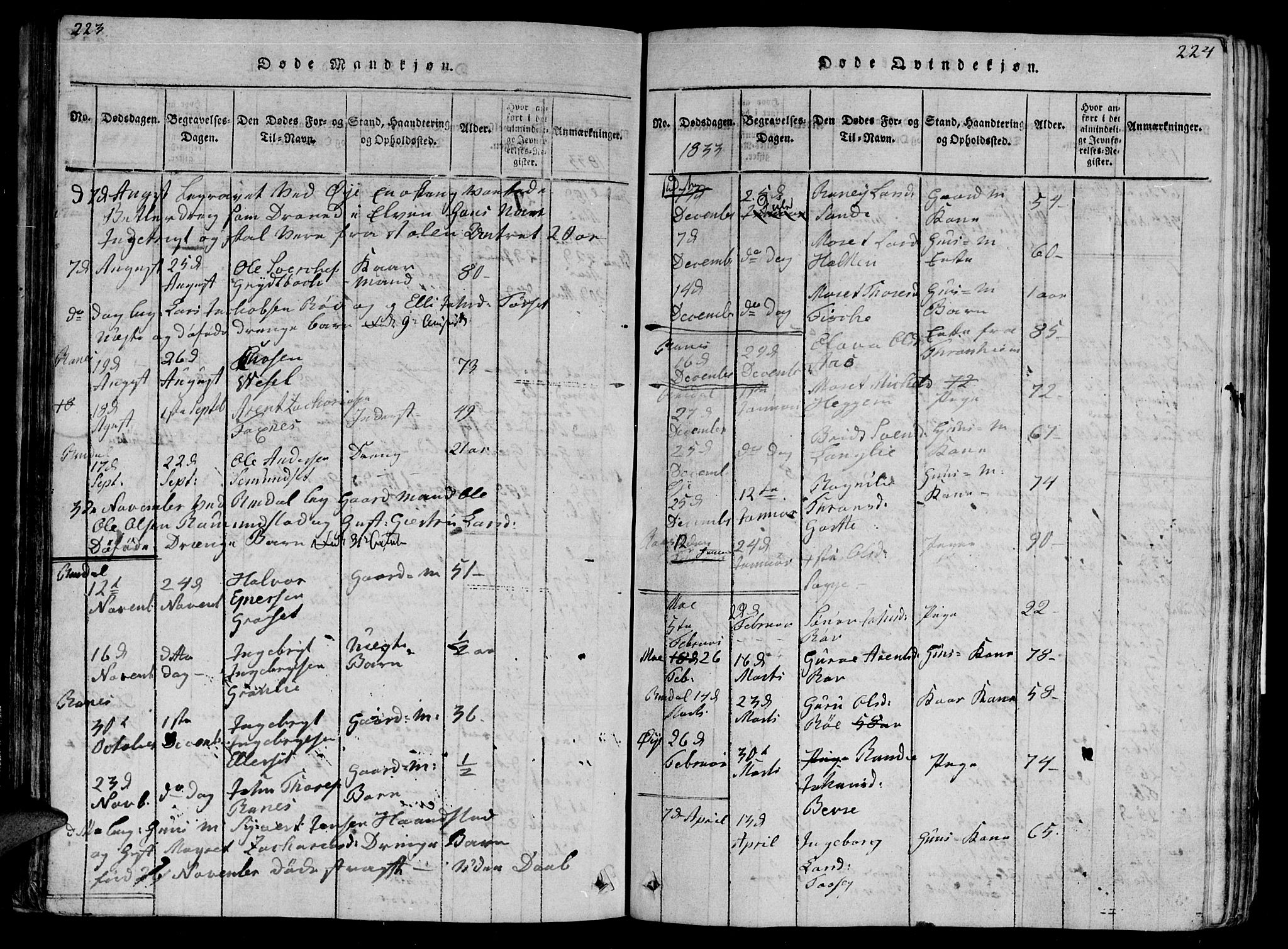 Ministerialprotokoller, klokkerbøker og fødselsregistre - Møre og Romsdal, AV/SAT-A-1454/595/L1050: Parish register (copy) no. 595C02, 1819-1834, p. 223-224