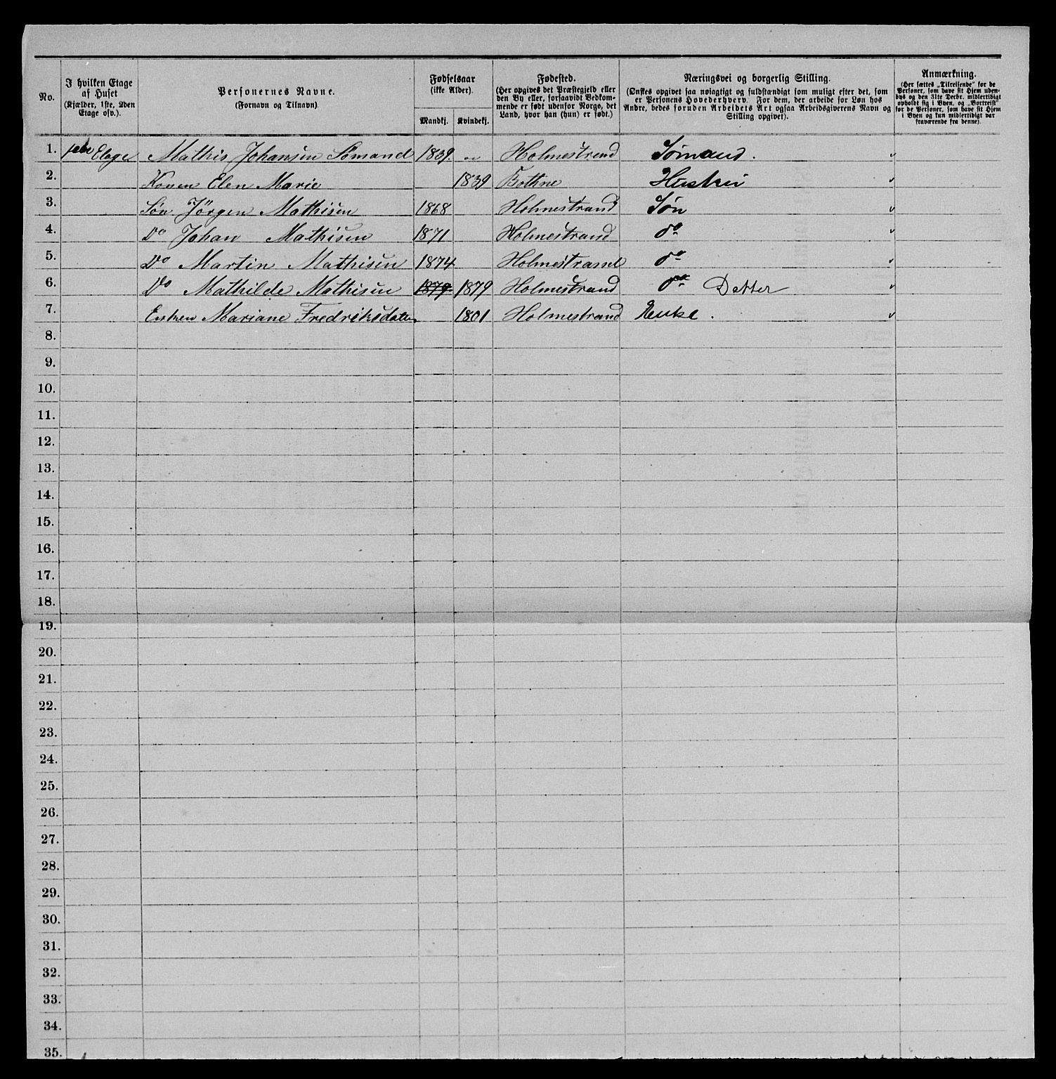 SAKO, 1885 census for 0702 Holmestrand, 1885, p. 174