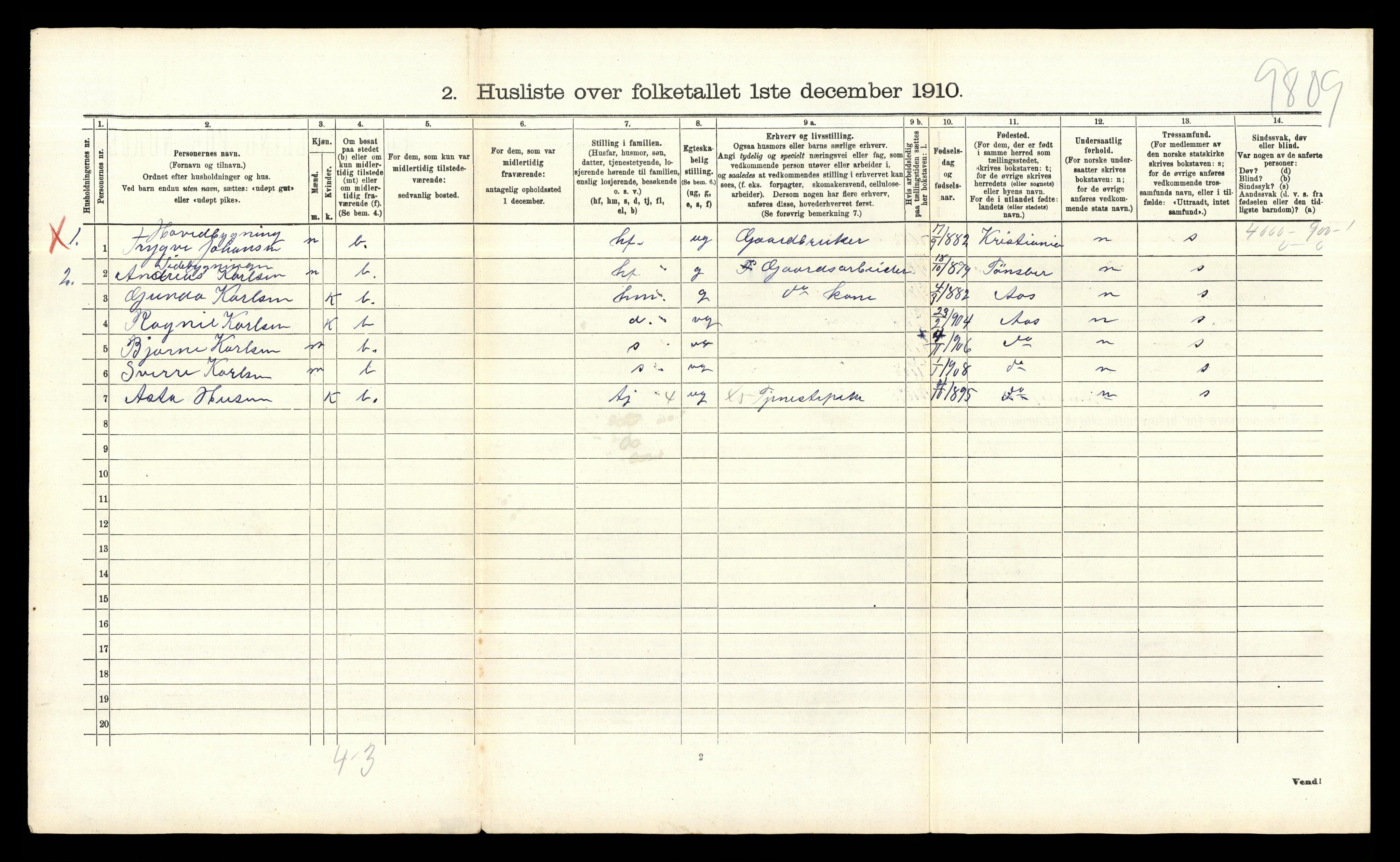 RA, 1910 census for Ås, 1910, p. 808