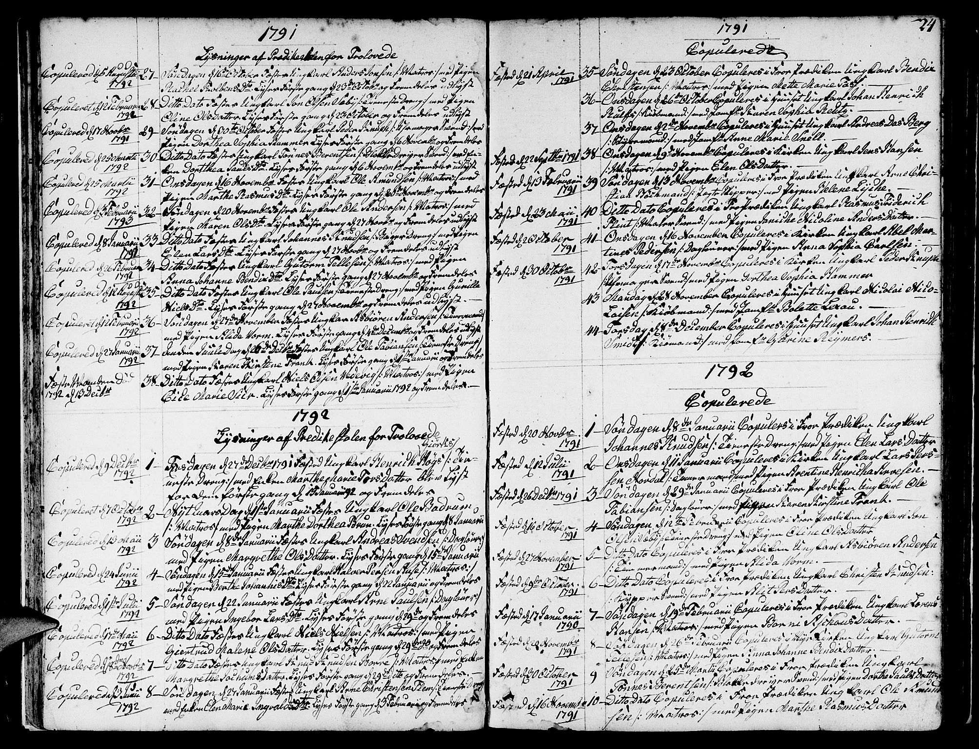 Nykirken Sokneprestembete, SAB/A-77101/H/Hab: Parish register (copy) no. A 2, 1782-1847, p. 24