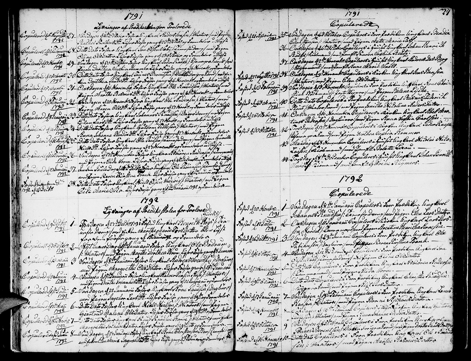 Nykirken Sokneprestembete, AV/SAB-A-77101/H/Hab: Parish register (copy) no. A 2, 1782-1847, p. 24
